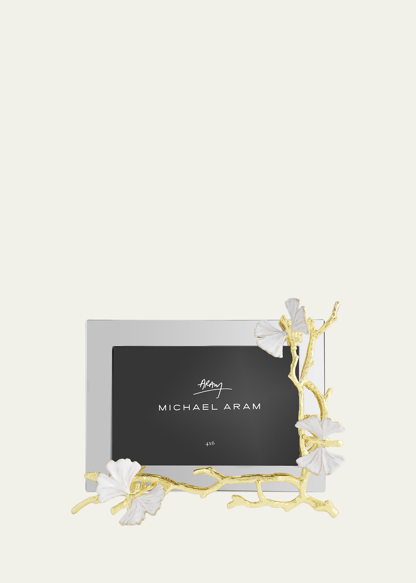 Michael Aram Butterfly Ginkgo White and Gold Frame, 4" x 6" Image 1 of 6