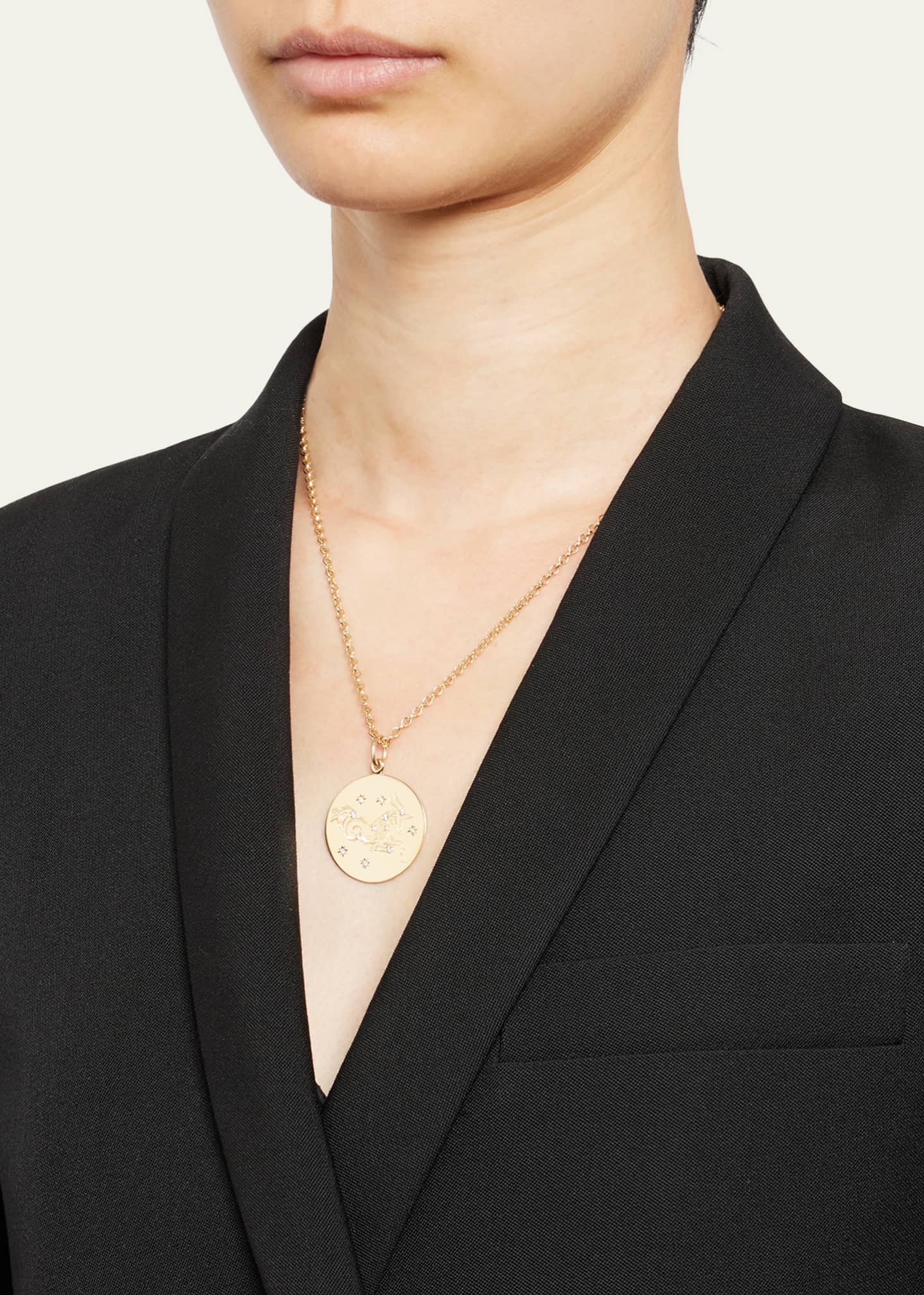 Verdura 18K Gold Capricorn Zodiac Necklace with Diamonds Image 2 of 4