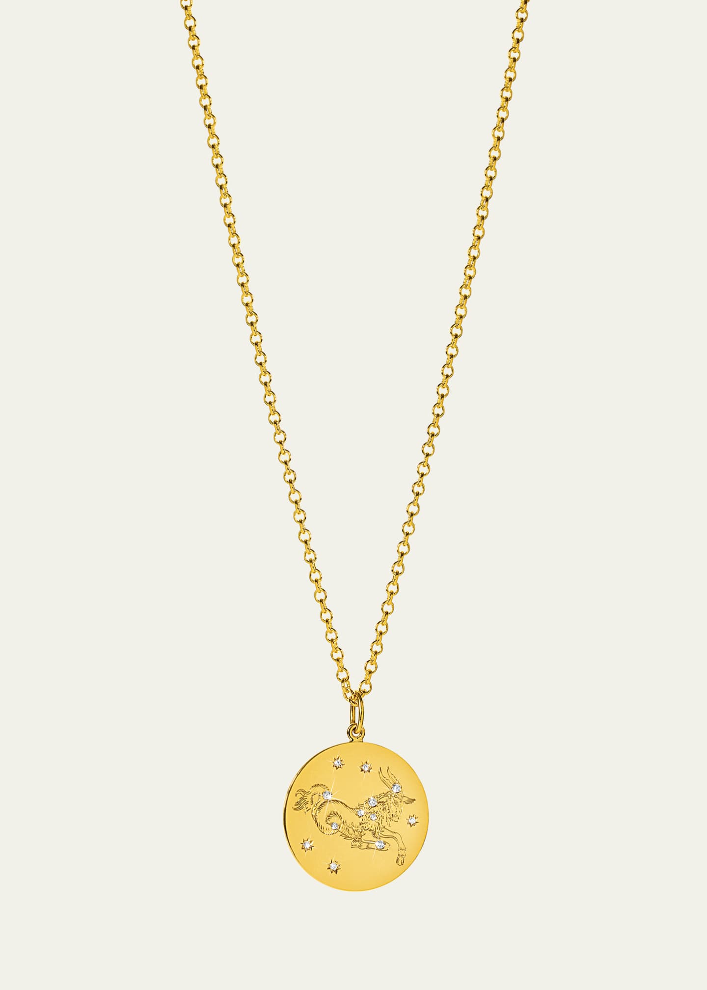 Verdura 18K Gold Capricorn Zodiac Necklace with Diamonds Image 1 of 4