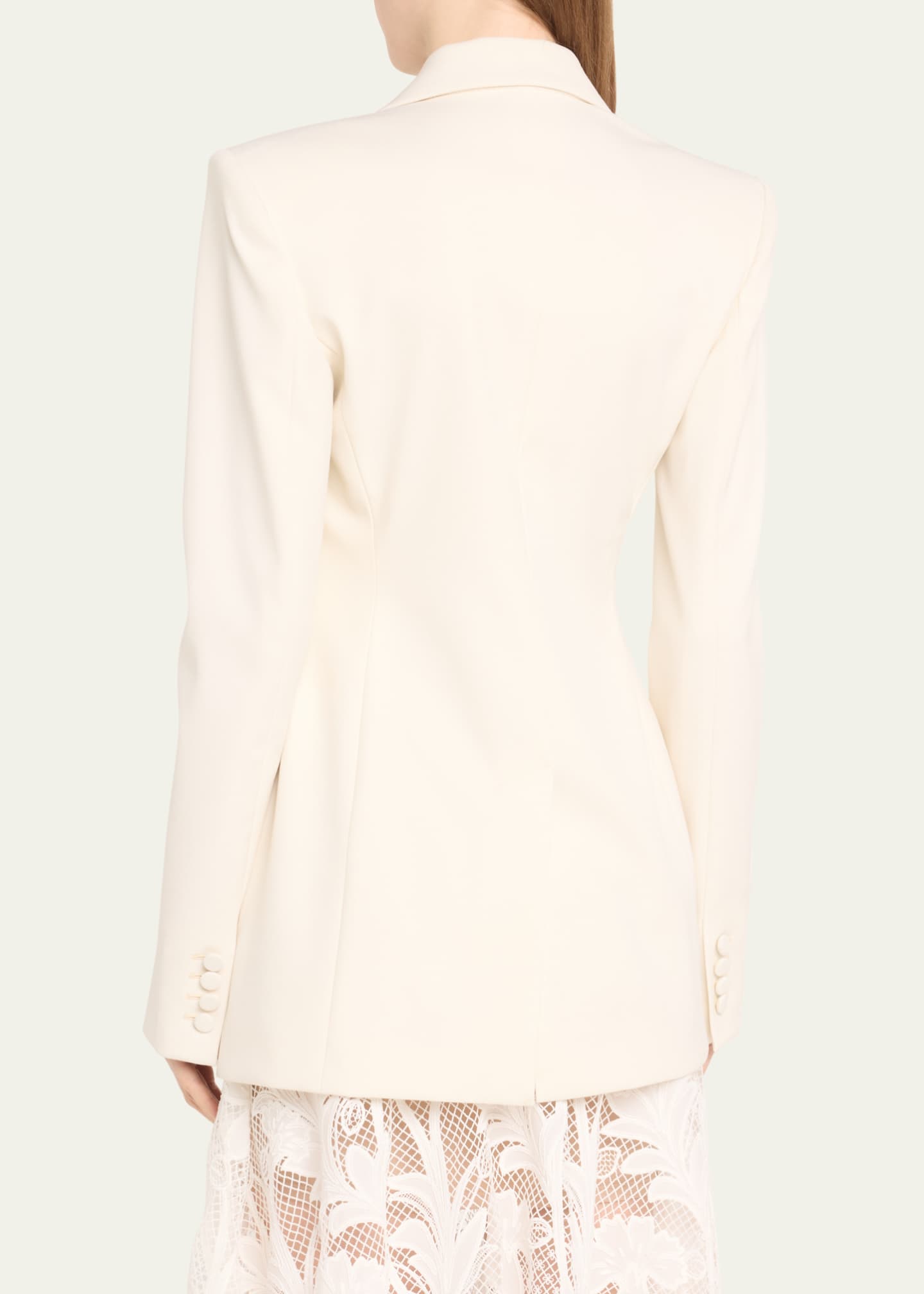 Oscar de la Renta Jeweled-Button Slim Single-Breasted Blazer Jacket Image 3 of 5