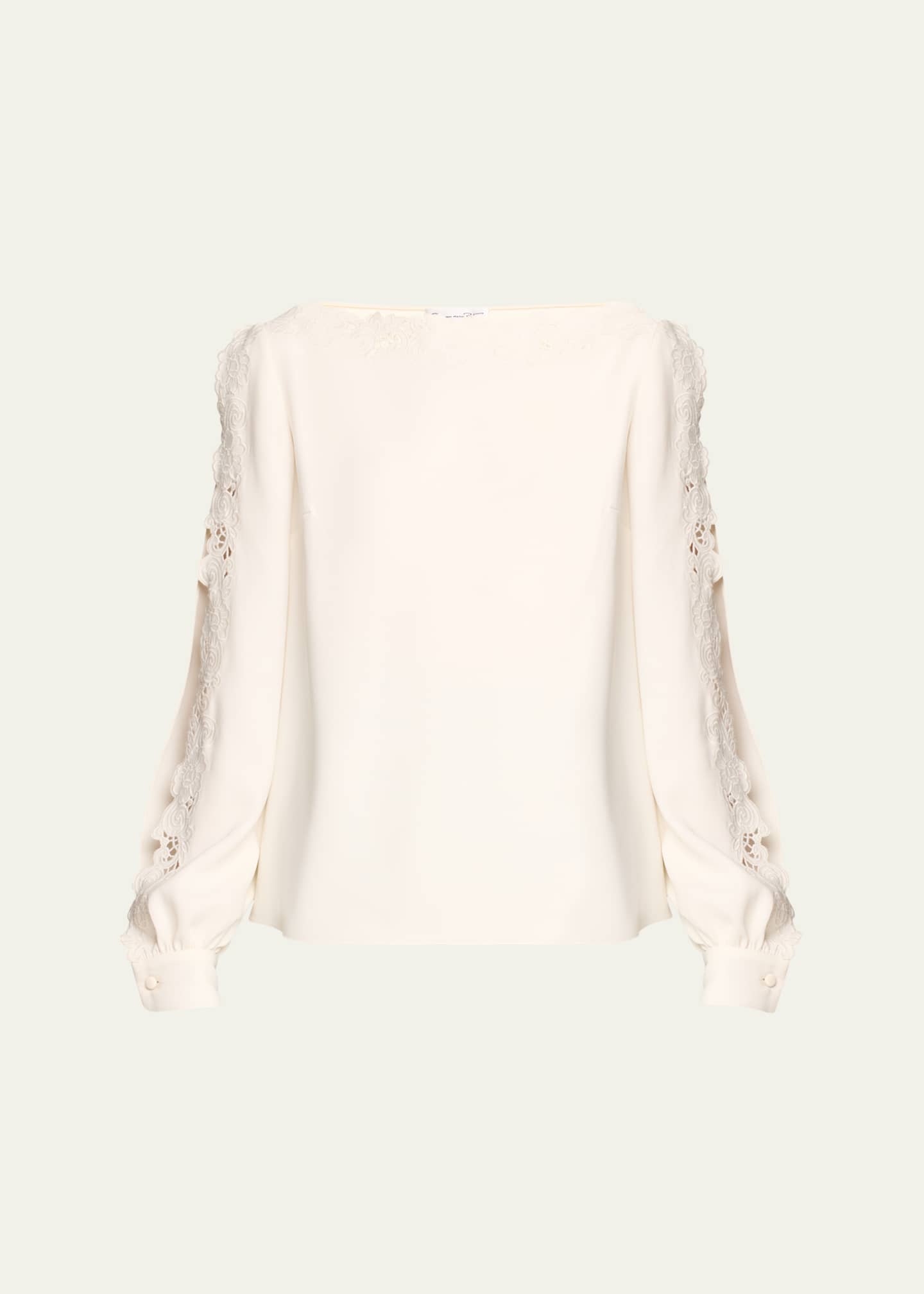 Oscar de la Renta Long-Sleeve Threadwork Embroidered Blouse Image 1 of 5