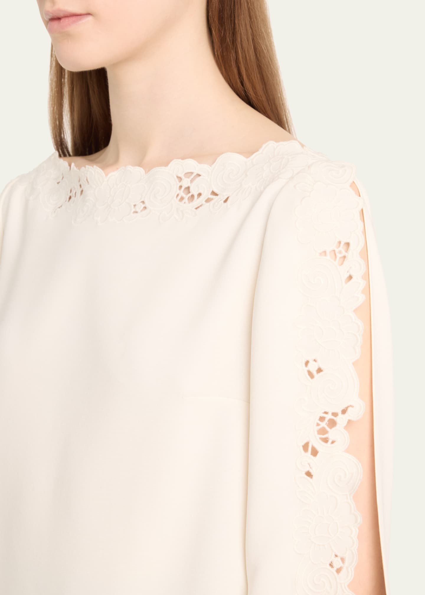 Oscar de la Renta Long-Sleeve Threadwork Embroidered Blouse Image 5 of 5