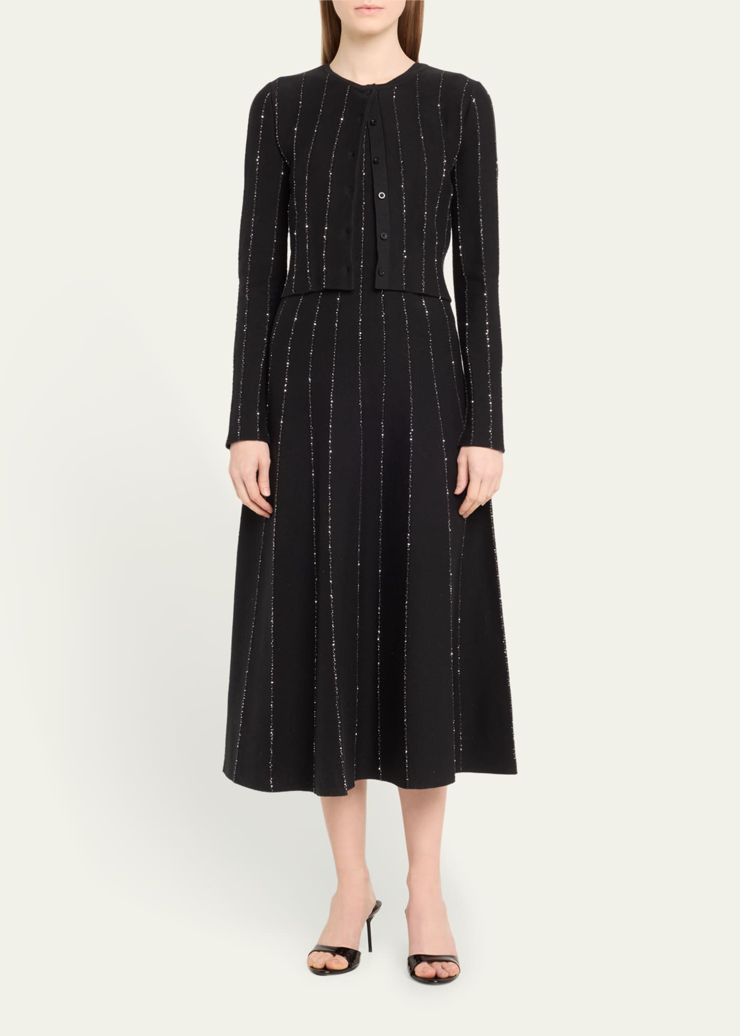 Oscar de la Renta Long-Sleeve Sequined Cardigan Image 2 of 5