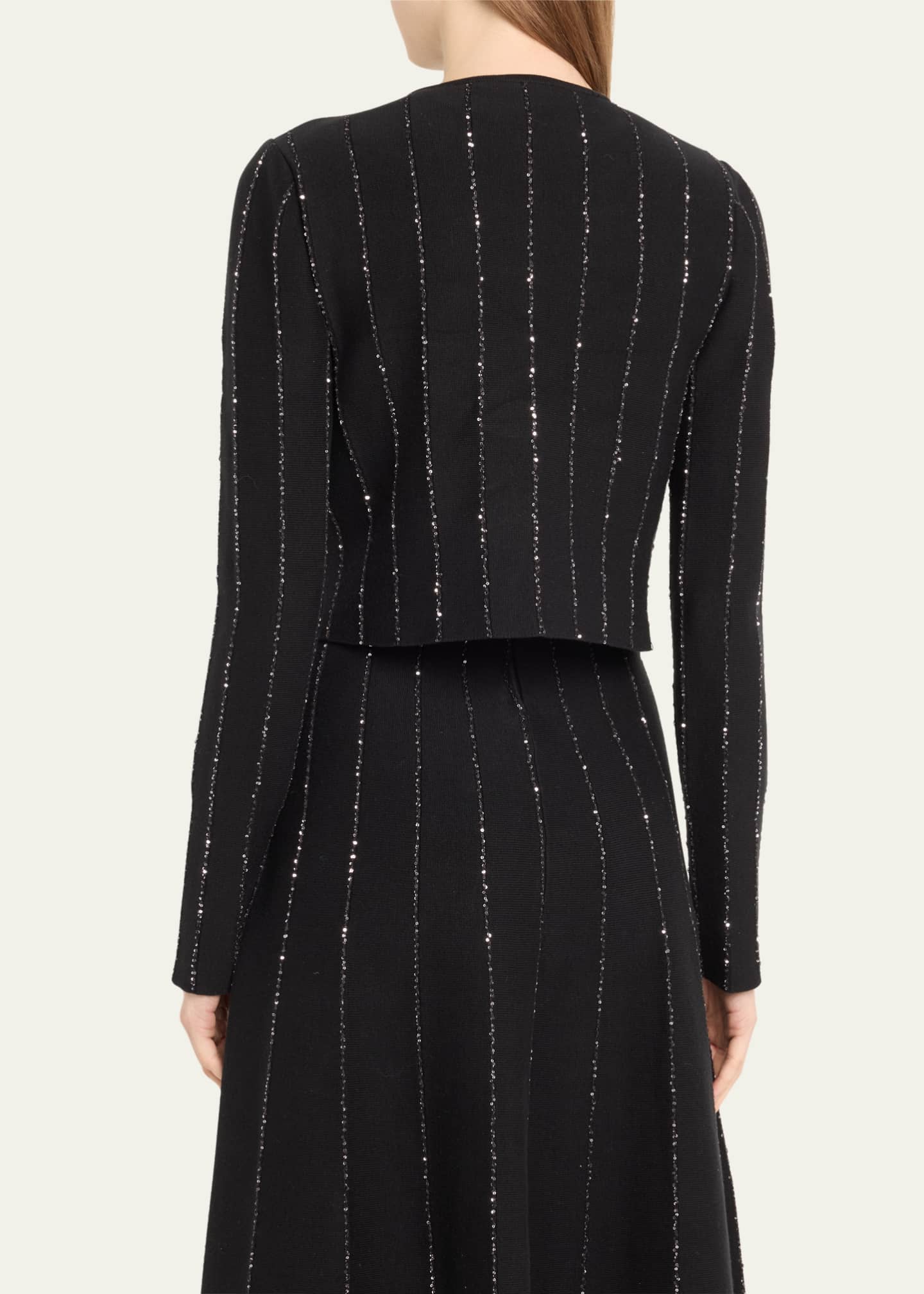 Oscar de la Renta Long-Sleeve Sequined Cardigan Image 3 of 5