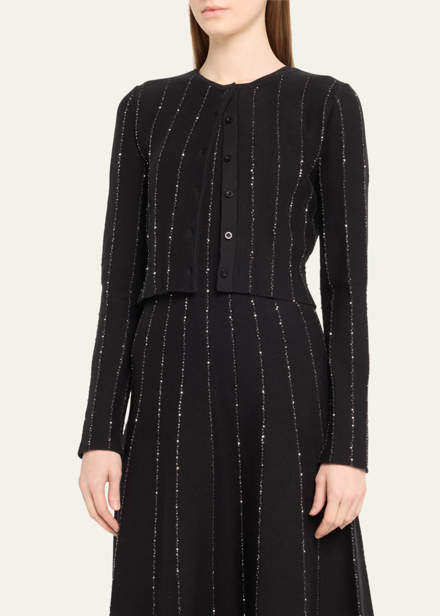 Oscar de la Renta Long-Sleeve Sequined Cardigan Image 4 of 5