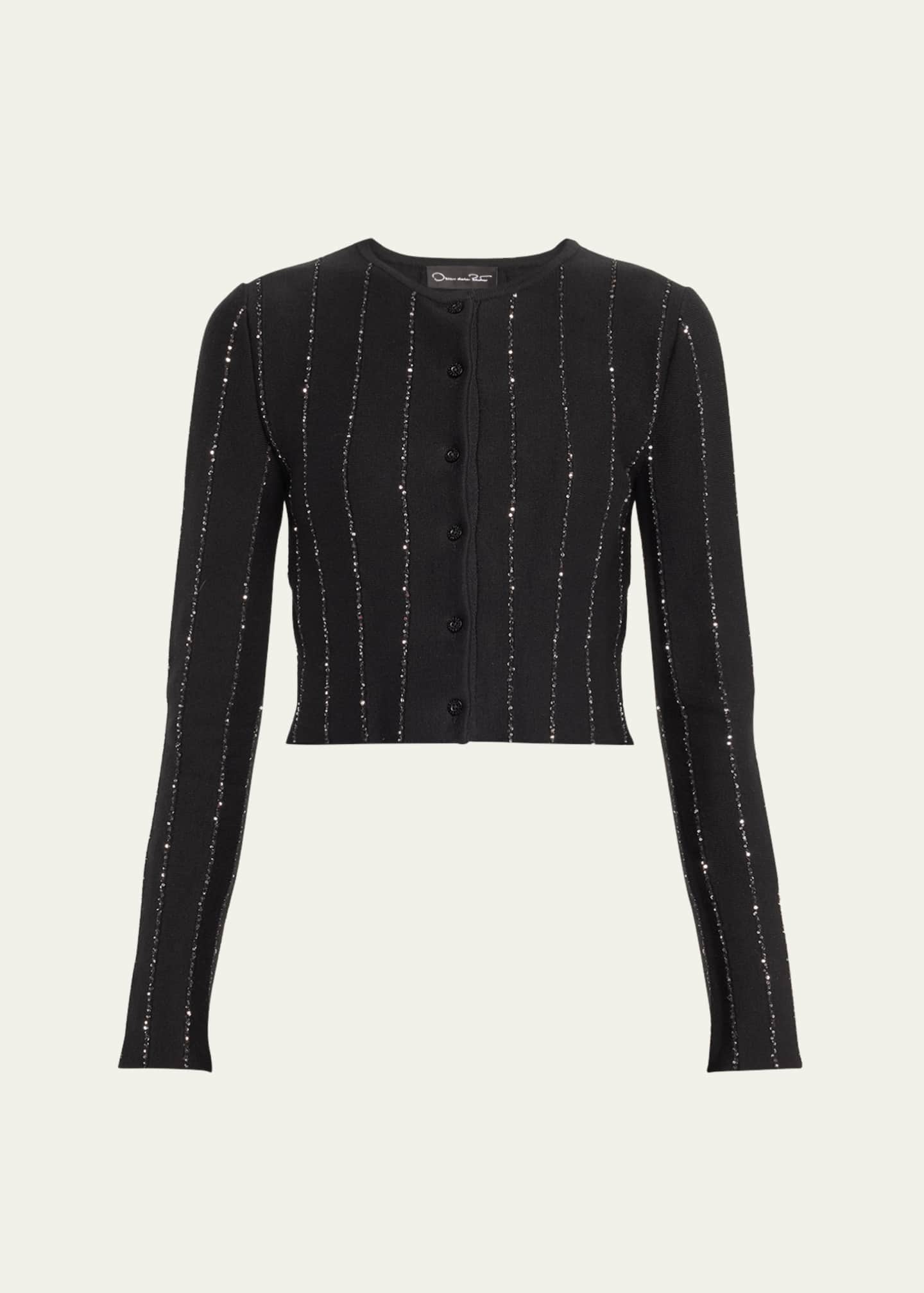 Oscar de la Renta Long-Sleeve Sequined Cardigan Image 1 of 5