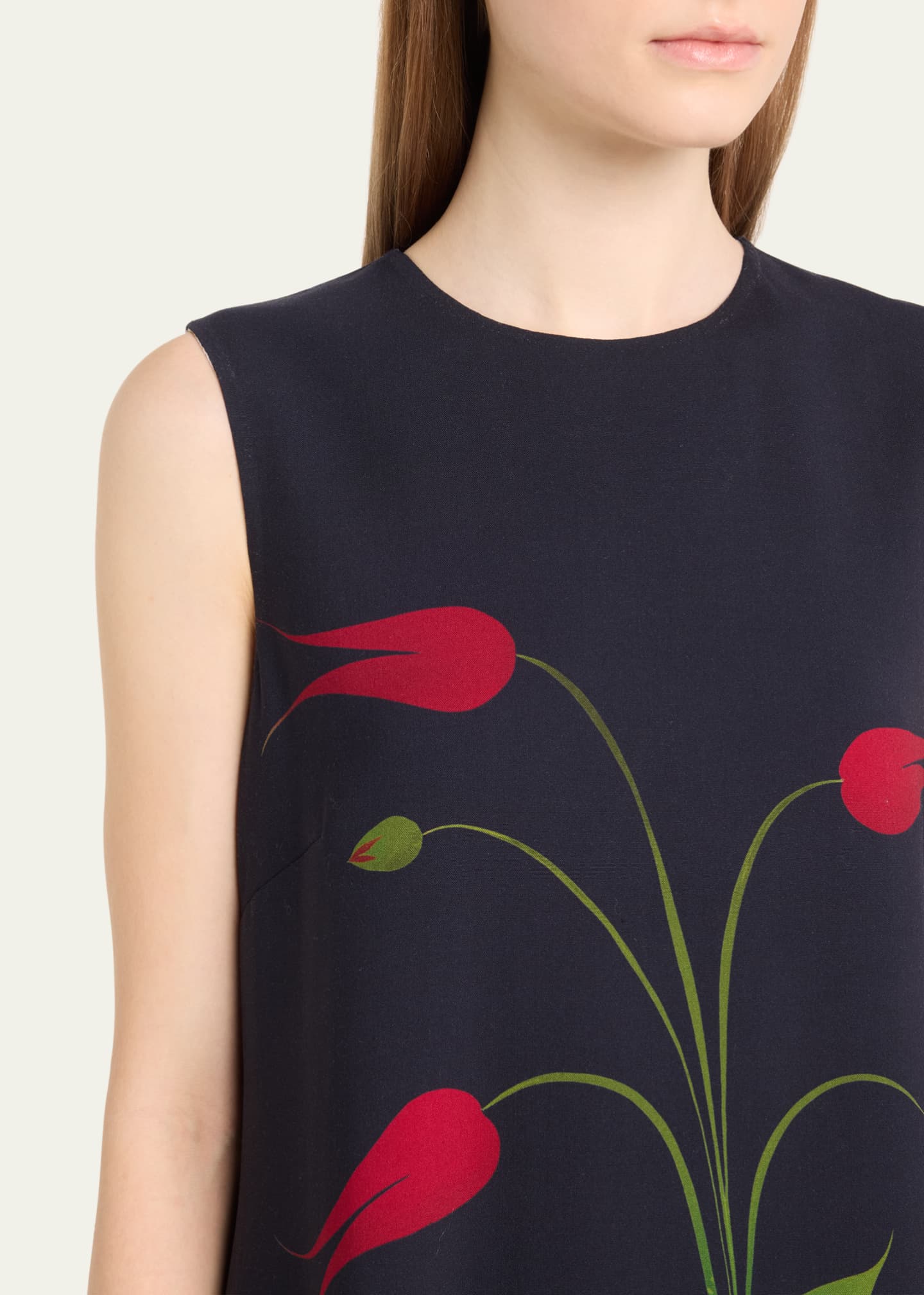 Oscar de la Renta Marbled Tulip Stretch-Wool Dress Image 5 of 5