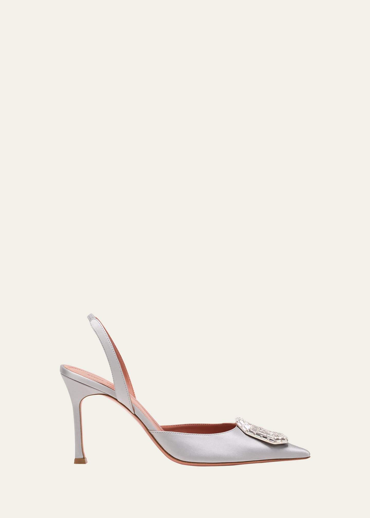 Amina Muaddi Camelia Pointed Slingback Satin Pumps Image 1 of 5