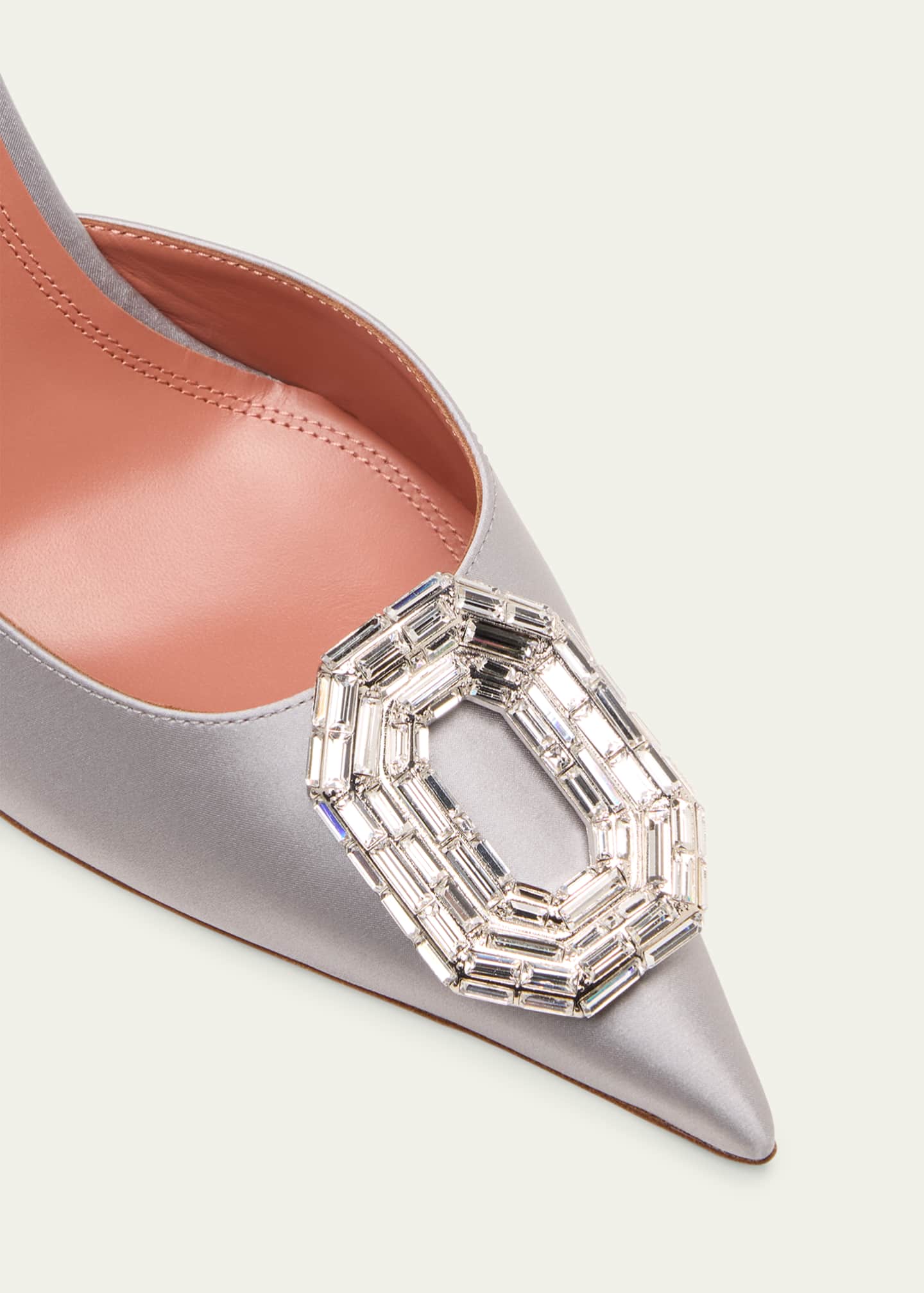 Amina Muaddi Camelia Pointed Slingback Satin Pumps Image 5 of 5