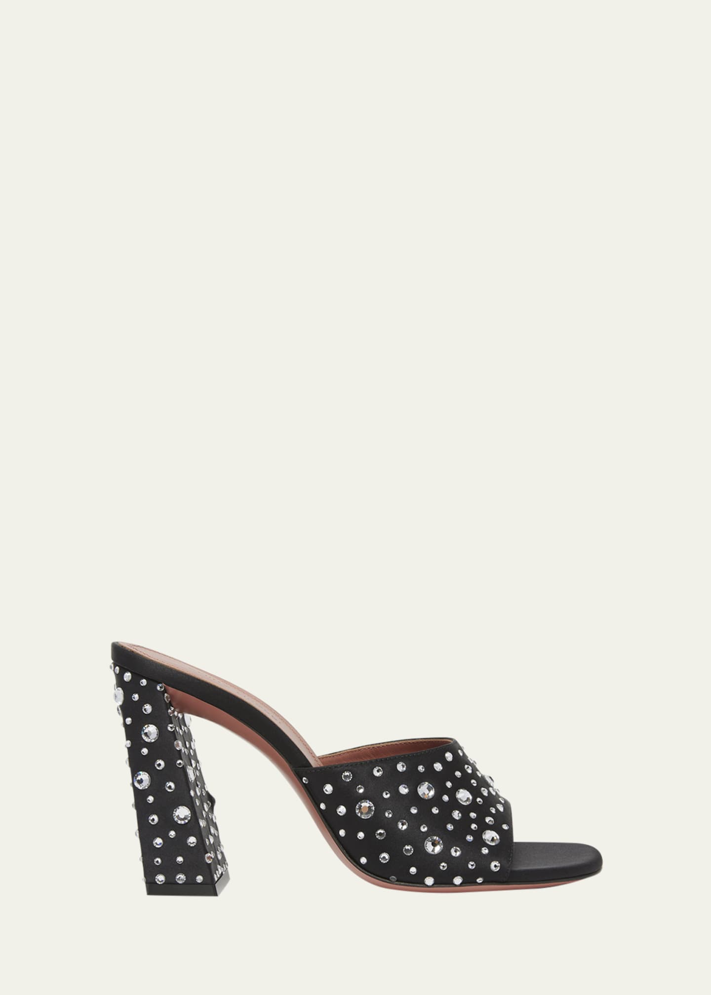 Amina Muaddi Crystal Silk Block-Heel Sandals Image 1 of 4