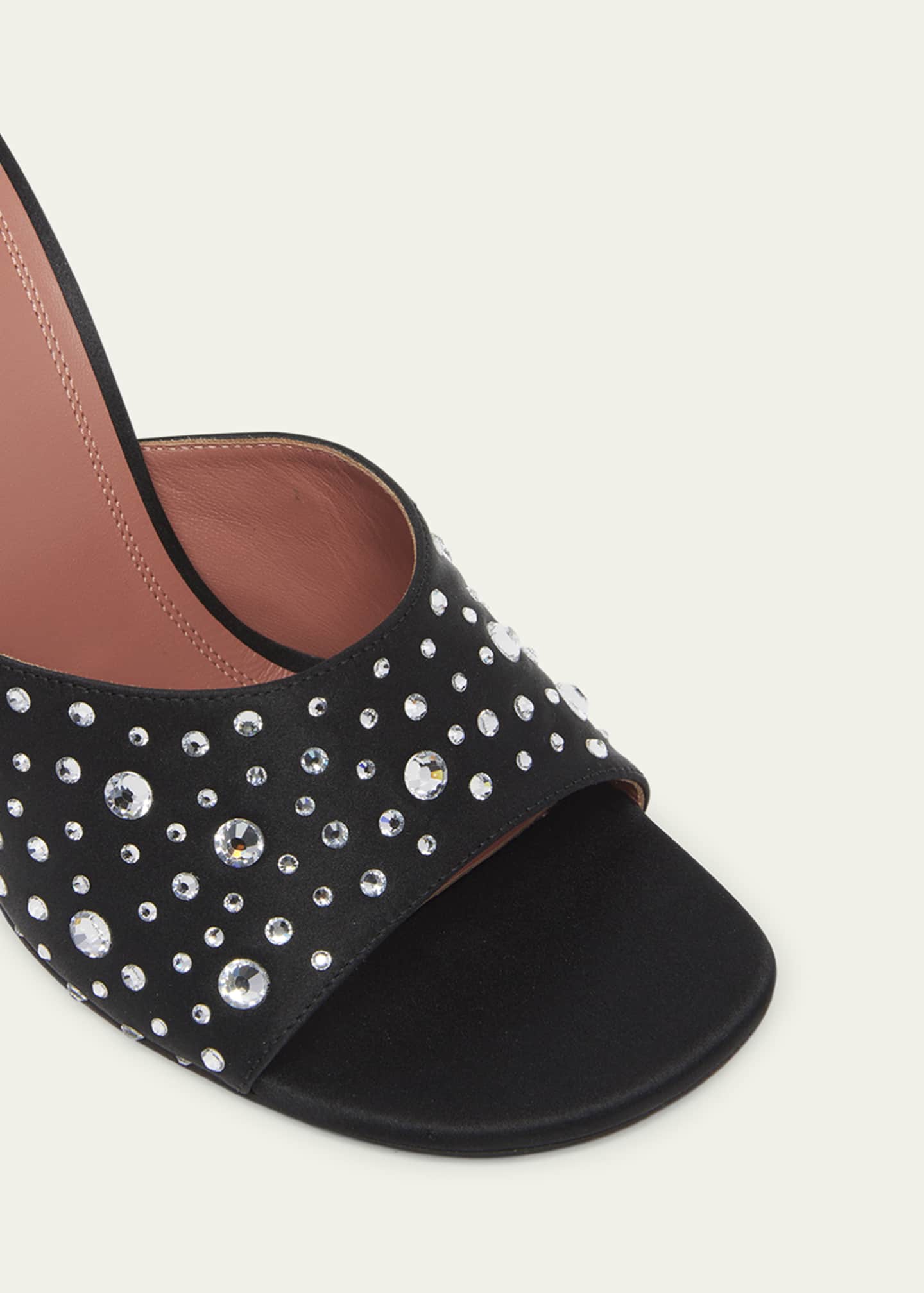 Amina Muaddi Crystal Silk Block-Heel Sandals Image 4 of 4
