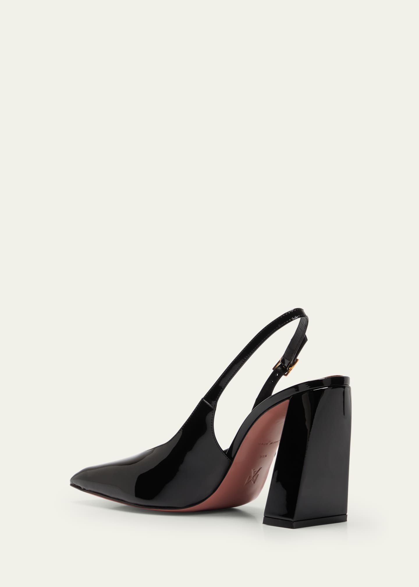 Amina Muaddi Charlotte Patent Leather Slingback Pumps Image 4 of 5