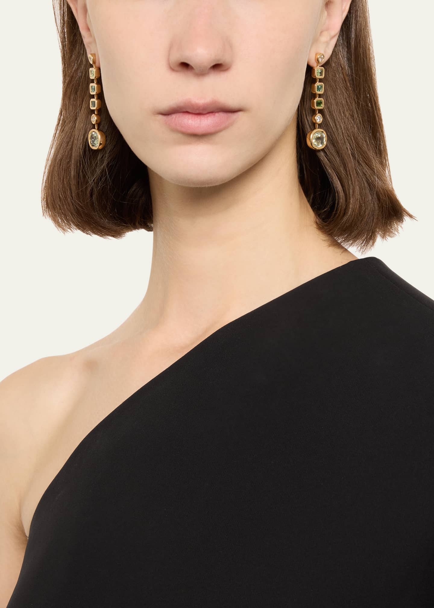 Brent Neale One-of-a-Kind Pillow Drop Earrings with Green Stones Image 2 of 4