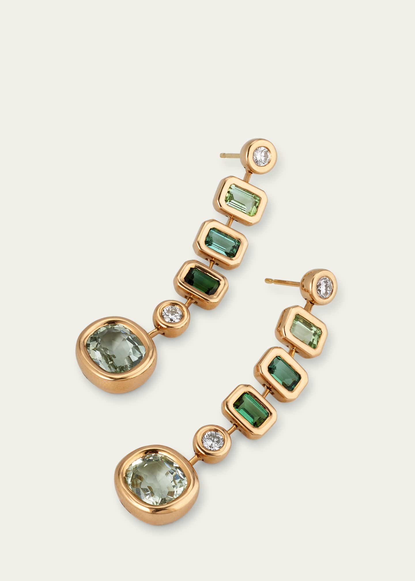 Brent Neale One-of-a-Kind Pillow Drop Earrings with Green Stones Image 3 of 4