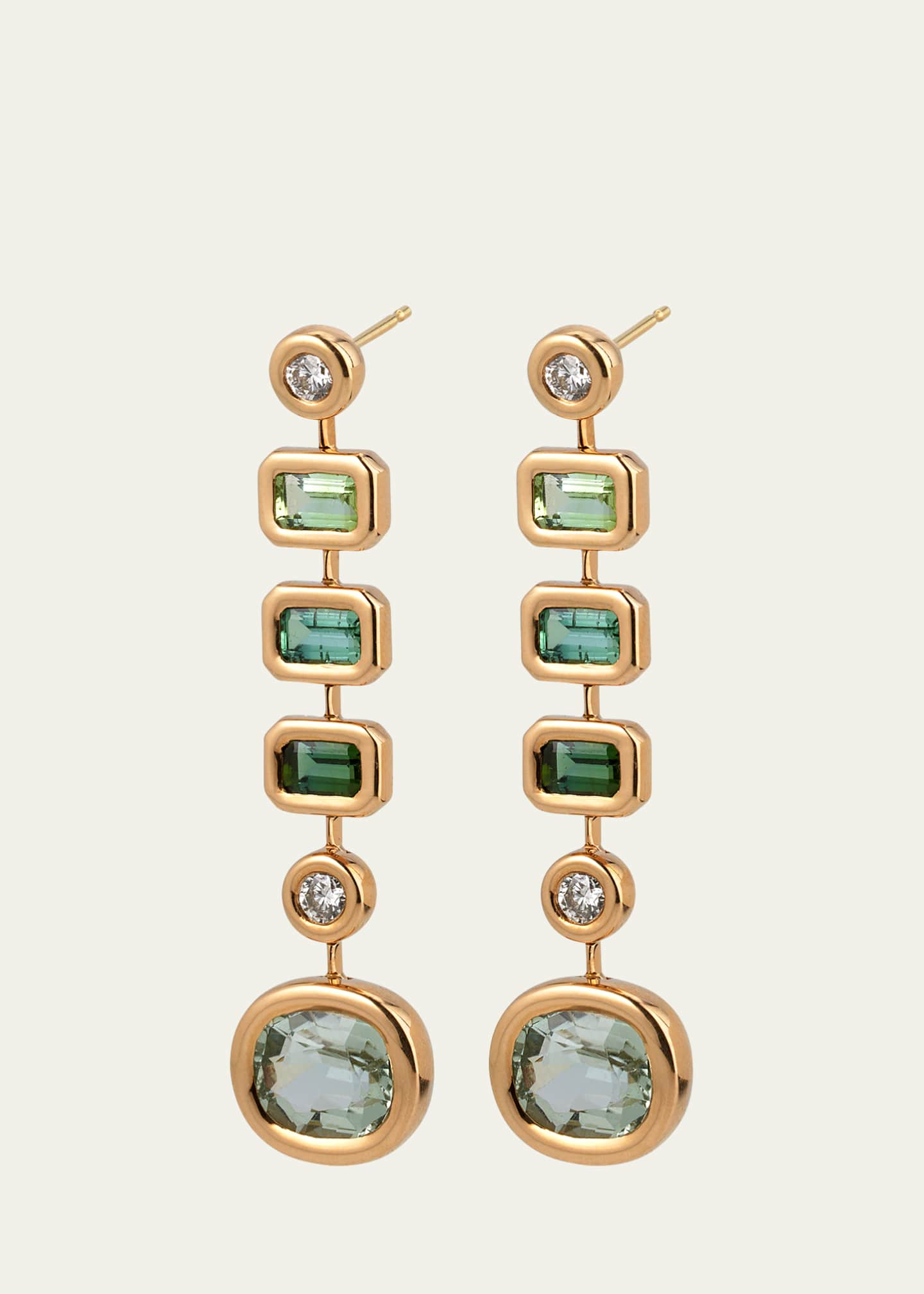 Brent Neale One-of-a-Kind Pillow Drop Earrings with Green Stones Image 1 of 4