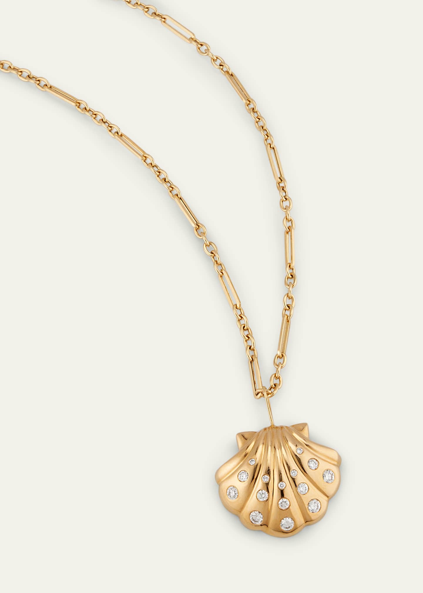 Brent Neale 18K Yellow Gold Large Polished Shell Pendant Necklace with Diamonds Image 3 of 4