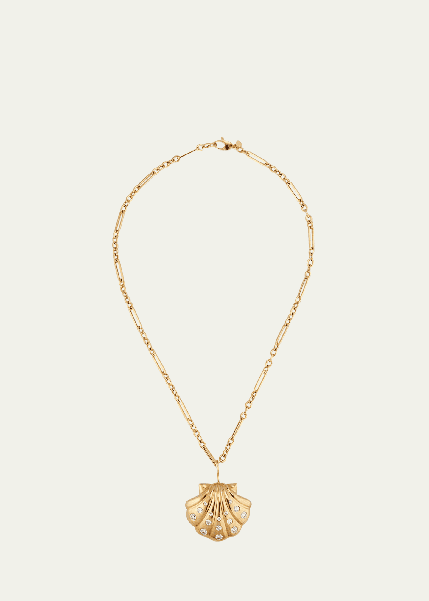 Brent Neale 18K Yellow Gold Large Polished Shell Pendant Necklace with Diamonds Image 1 of 4