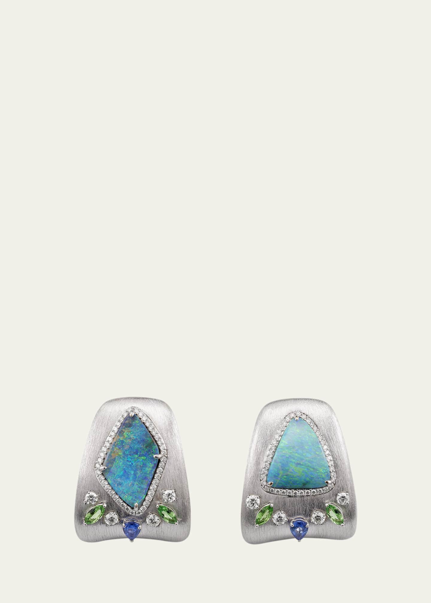 Margot McKinney Jewelry 18K White Gold Opal and Diamond Earrings Image 1 of 4