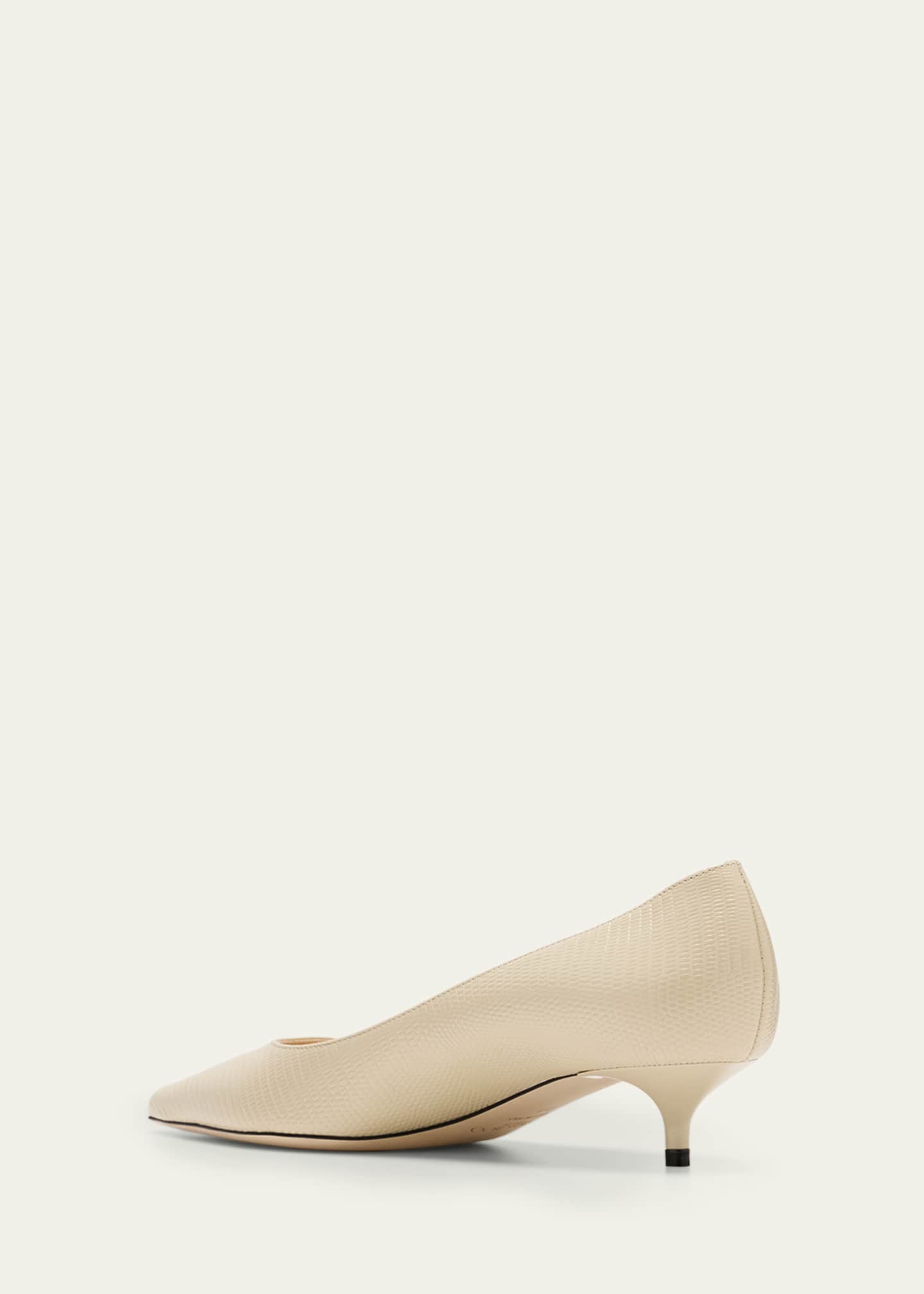Amelia Embossed Leather Kitten-Heel Pumps