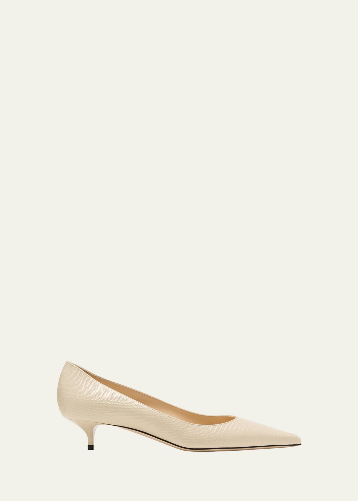 Jimmy Choo Amelia Embossed Leather Kitten Heel Pumps