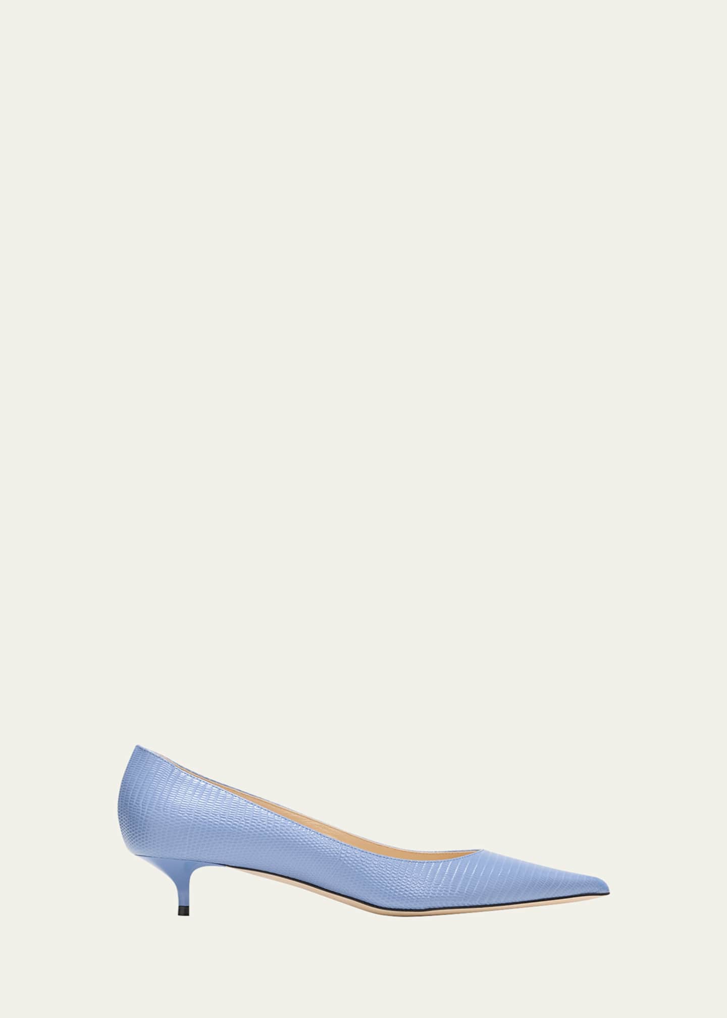 Jimmy Choo Amelia Embossed Leather Kitten-Heel Pumps Image 1 of 3
