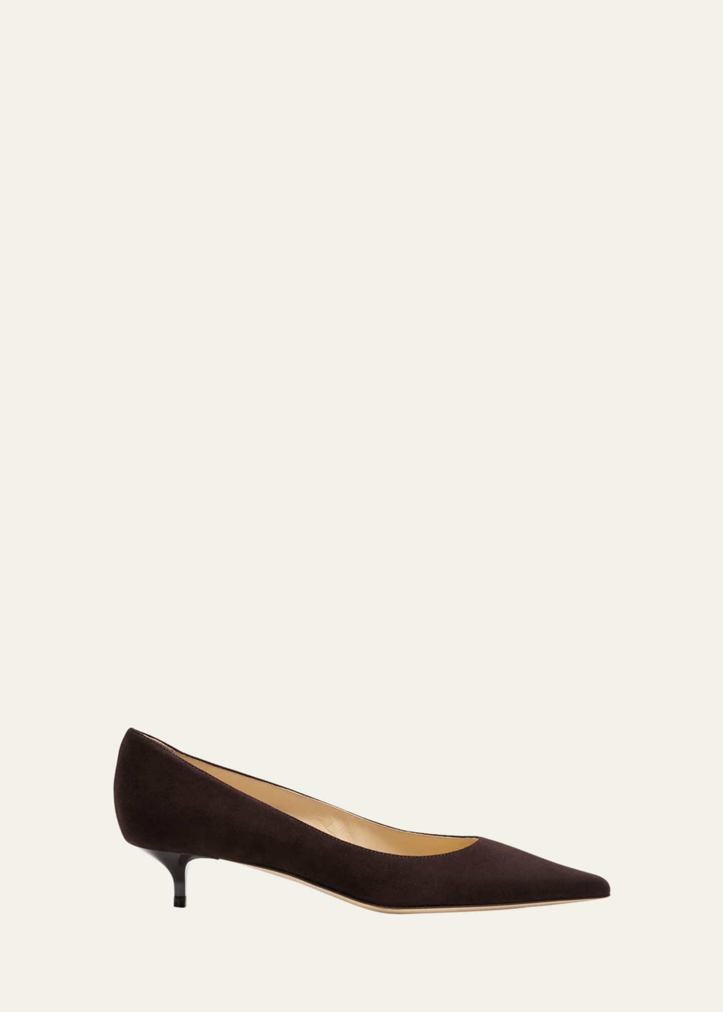 Jimmy Choo AAmelia Suede Kitten-Heel Pumps, Coffee Image 1 of 3