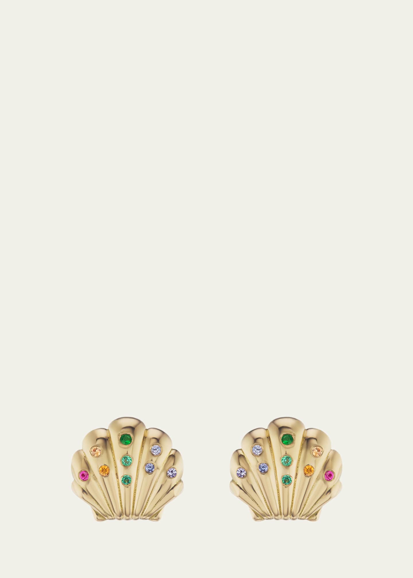 Brent Neale Small Shell Stud Earrings with Stones