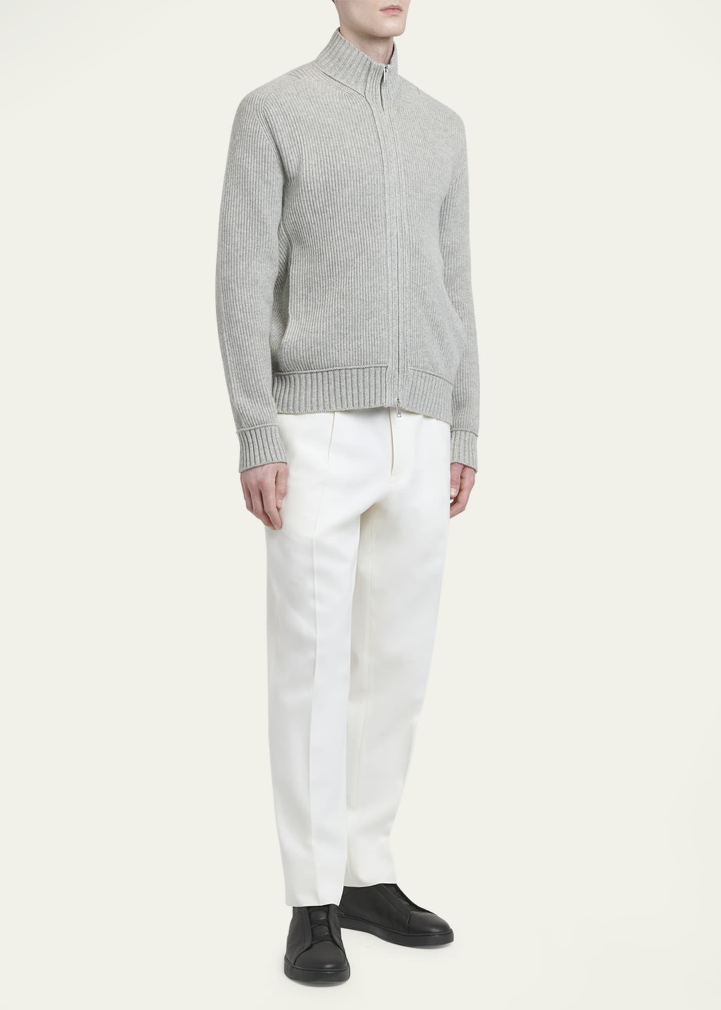 ZEGNA Men's Melange Oasi Cashmere Full-Zip Sweater Image 2 of 5