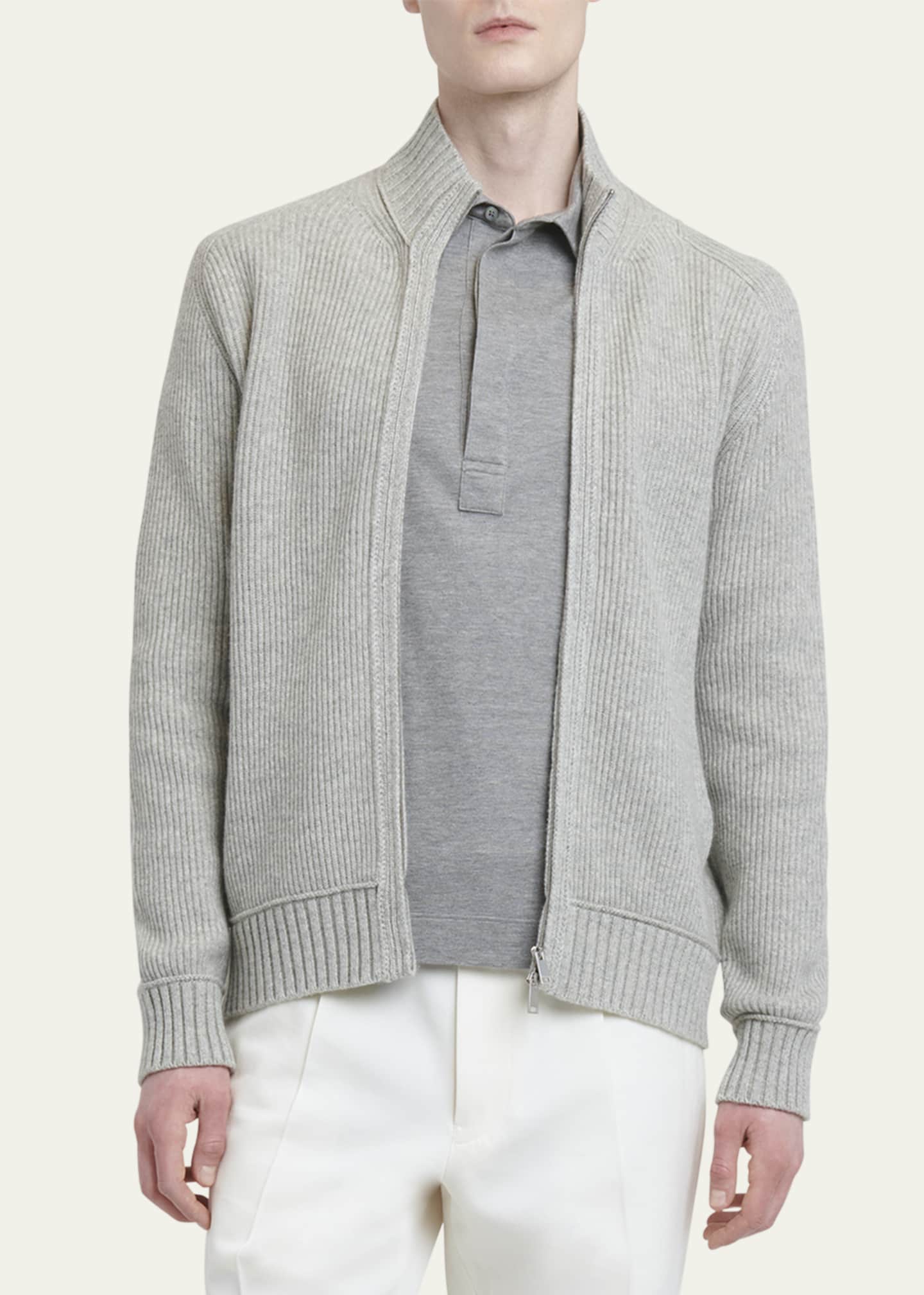 ZEGNA Men's Melange Oasi Cashmere Full-Zip Sweater Image 4 of 5