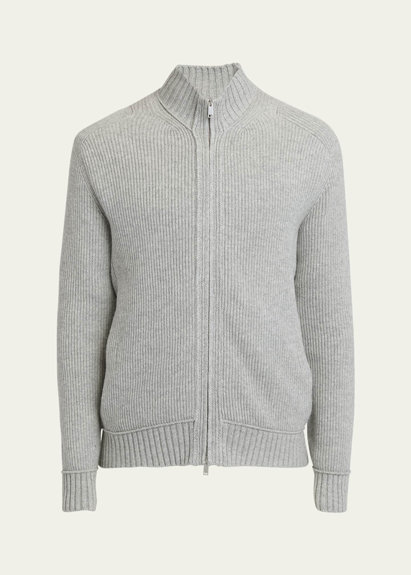 ZEGNA Men's Melange Oasi Cashmere Full-Zip Sweater Image 1 of 5