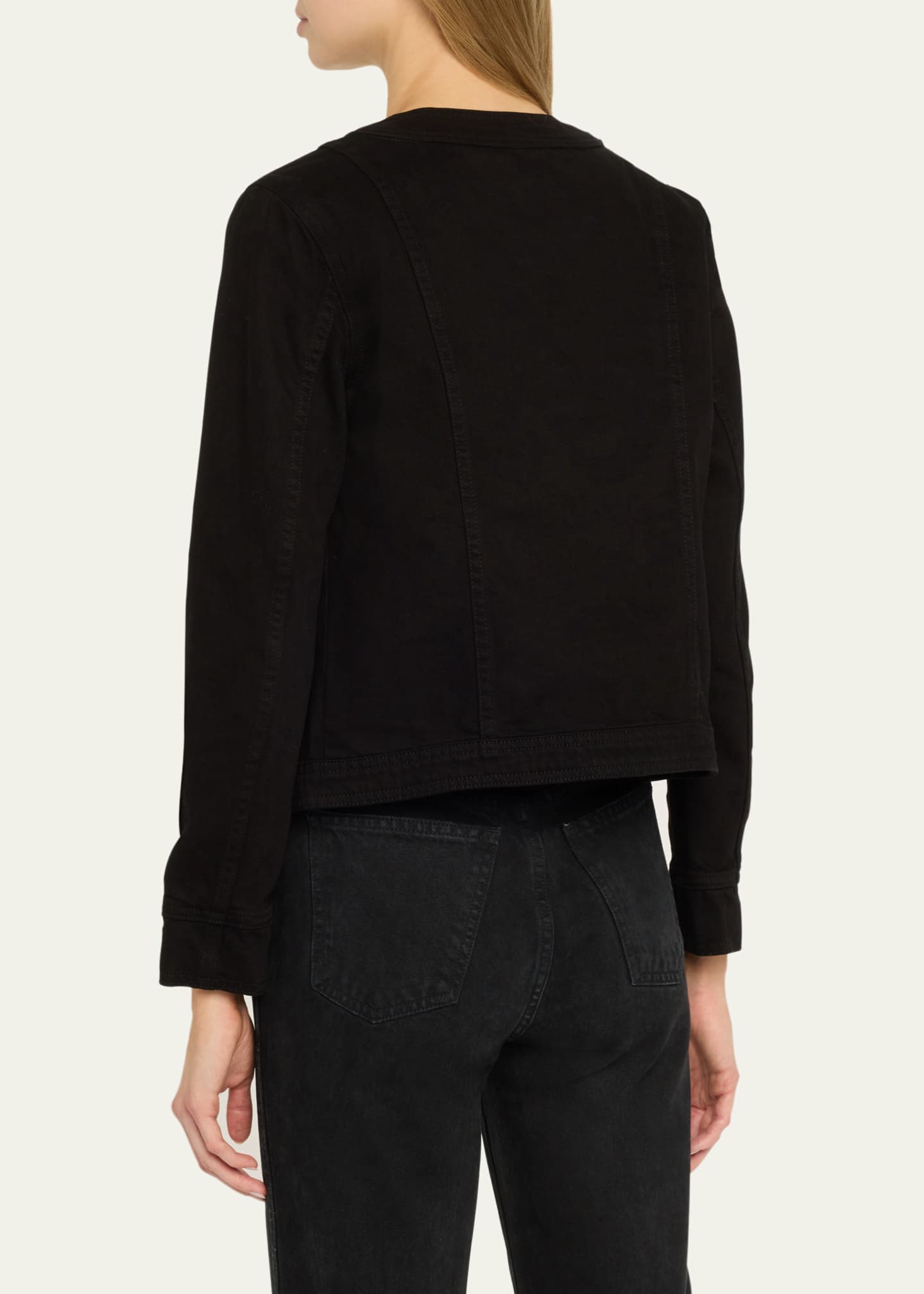L'Agence Yari Collarless Denim Jacket Image 3 of 5