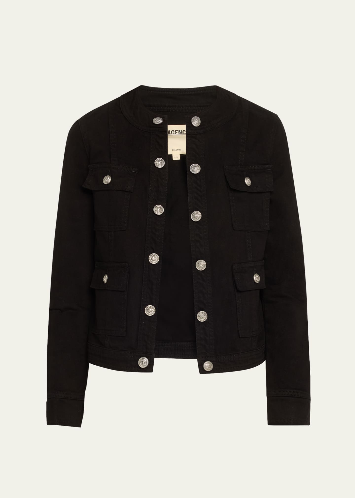 L'Agence Yari Collarless Denim Jacket Image 1 of 5