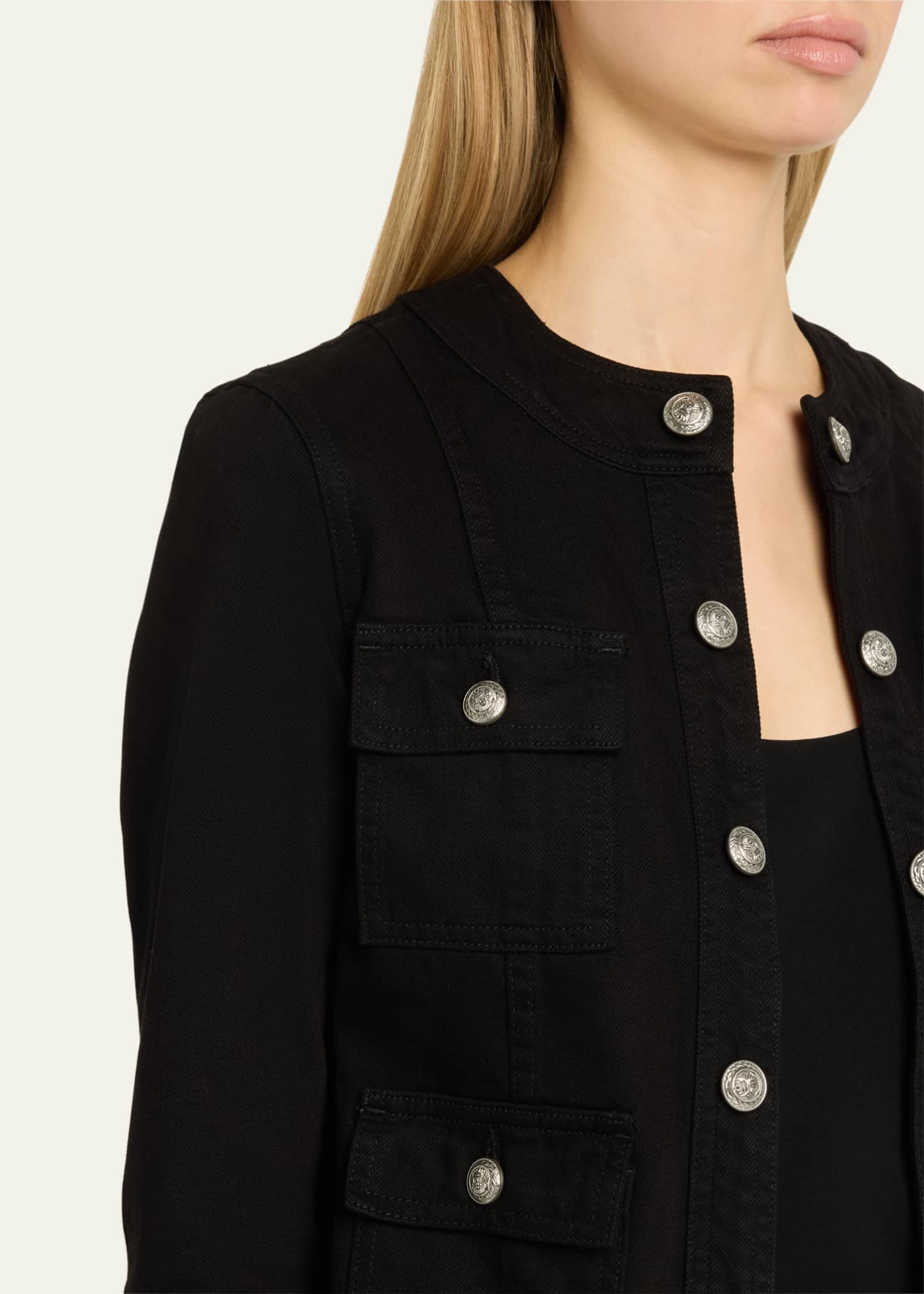 L'Agence Yari Collarless Denim Jacket Image 5 of 5