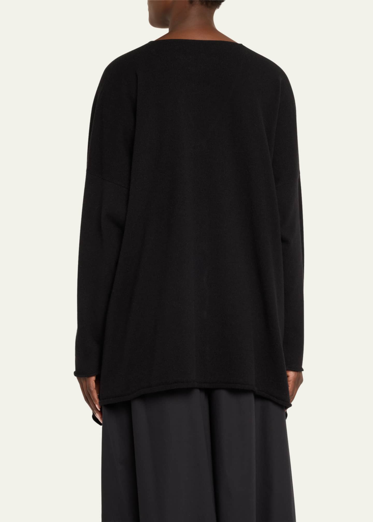 Eskandar A-Line V Neck Cashmere Cardigan (Long Length) Image 3 of 5