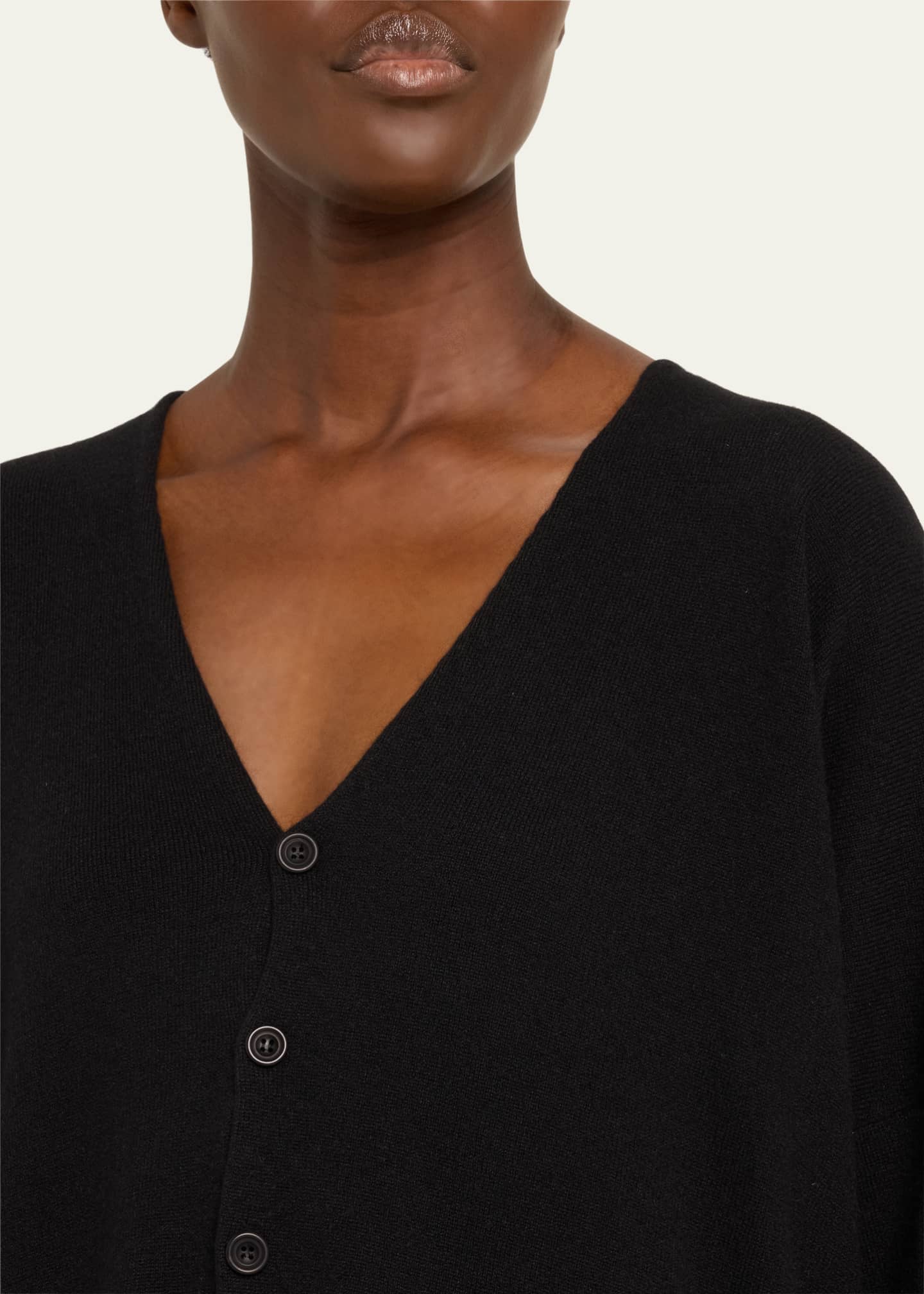 Eskandar A-Line V Neck Cashmere Cardigan (Long Length) Image 5 of 5