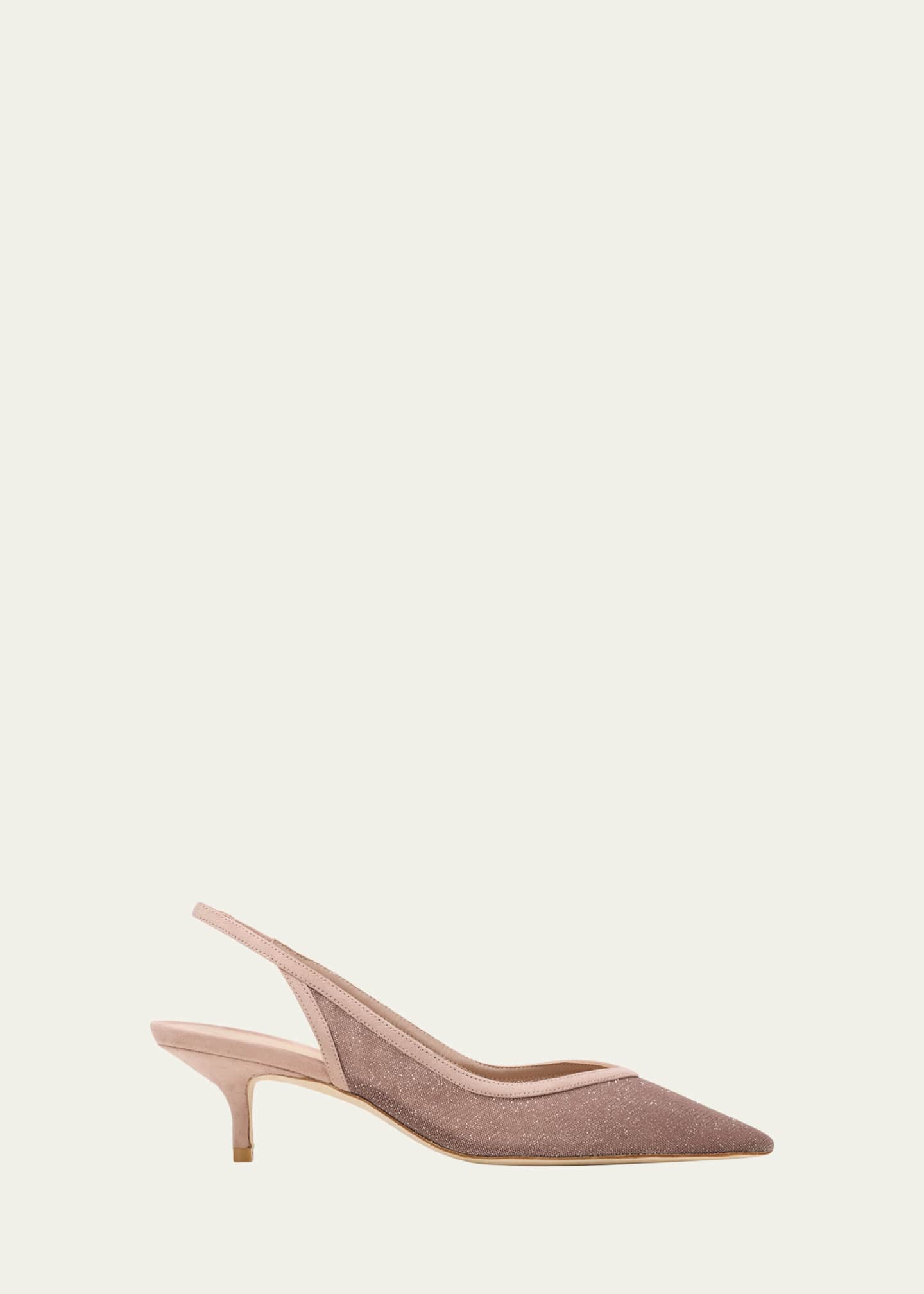Stuart Weitzman Eva Shimmer Mesh Kitten Slingback Pumps Bergdorf Goodman