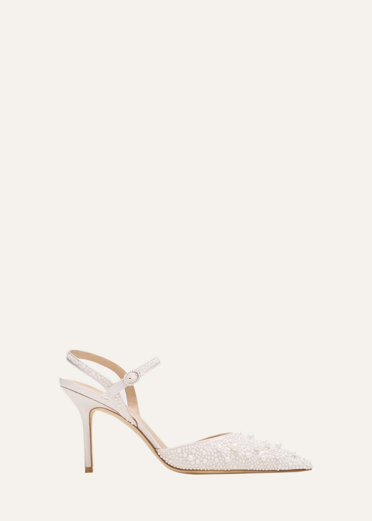 Stuart Weitzman Bliss Pearly Pointed Satin Pumps