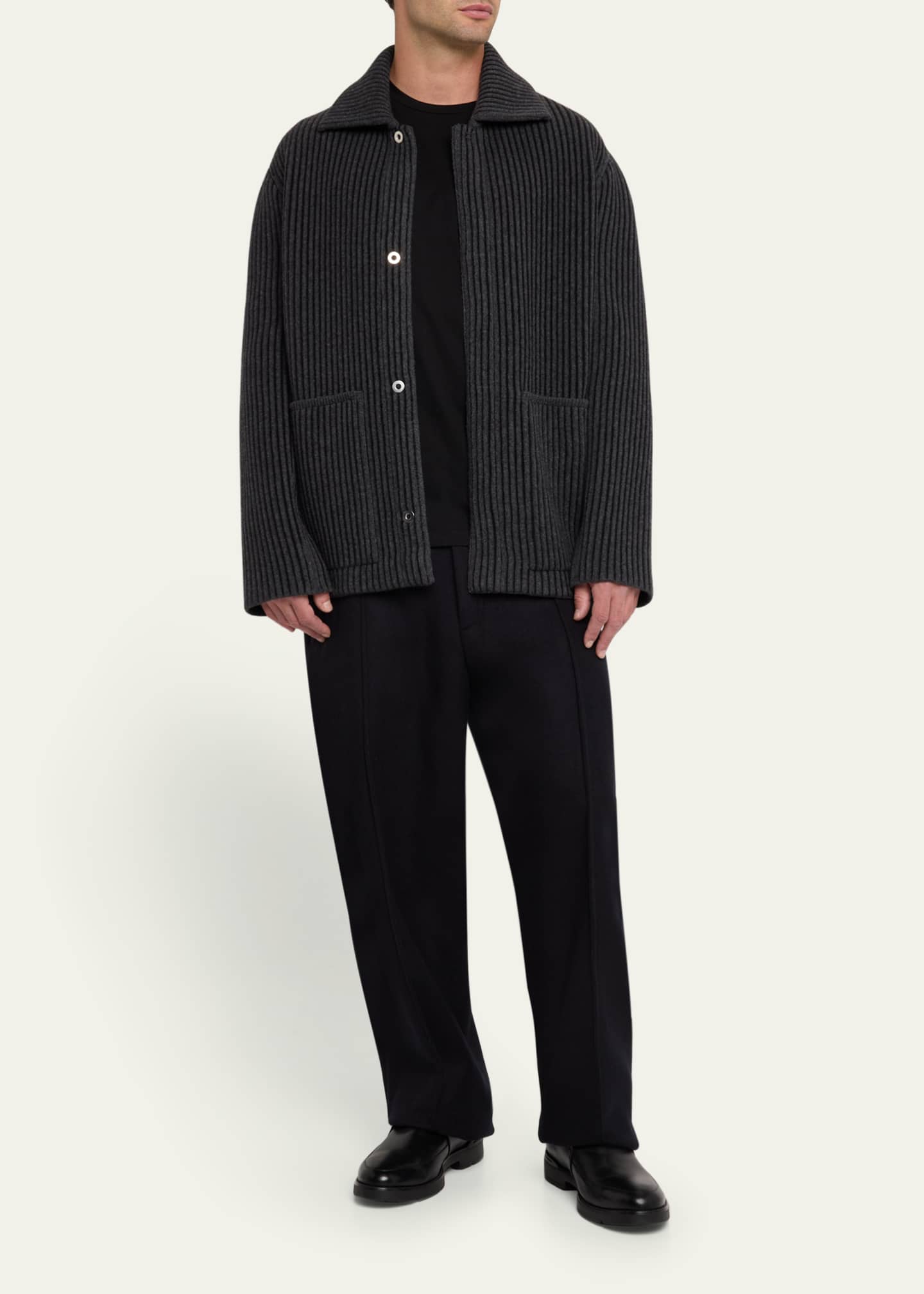 ZEGNA Men's Ribbed Wool and Cashmere Chore Jacket Image 2 of 5