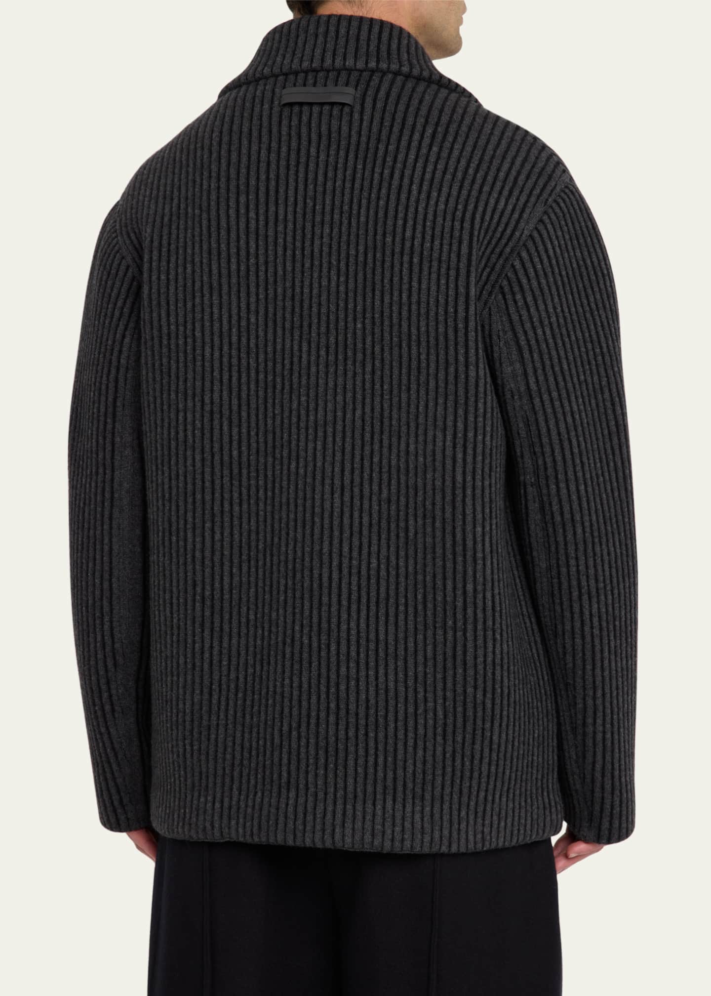 ZEGNA Men's Ribbed Wool and Cashmere Chore Jacket Image 3 of 5