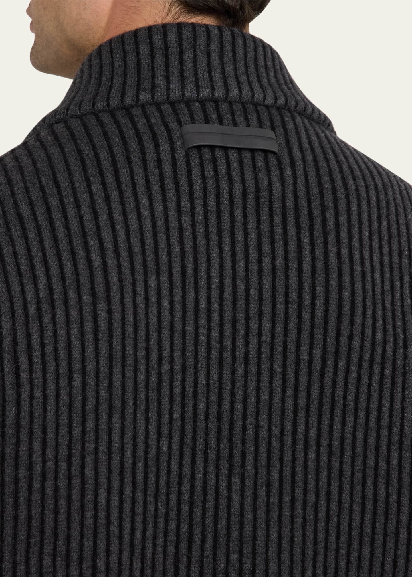 ZEGNA Men's Ribbed Wool and Cashmere Chore Jacket Image 5 of 5
