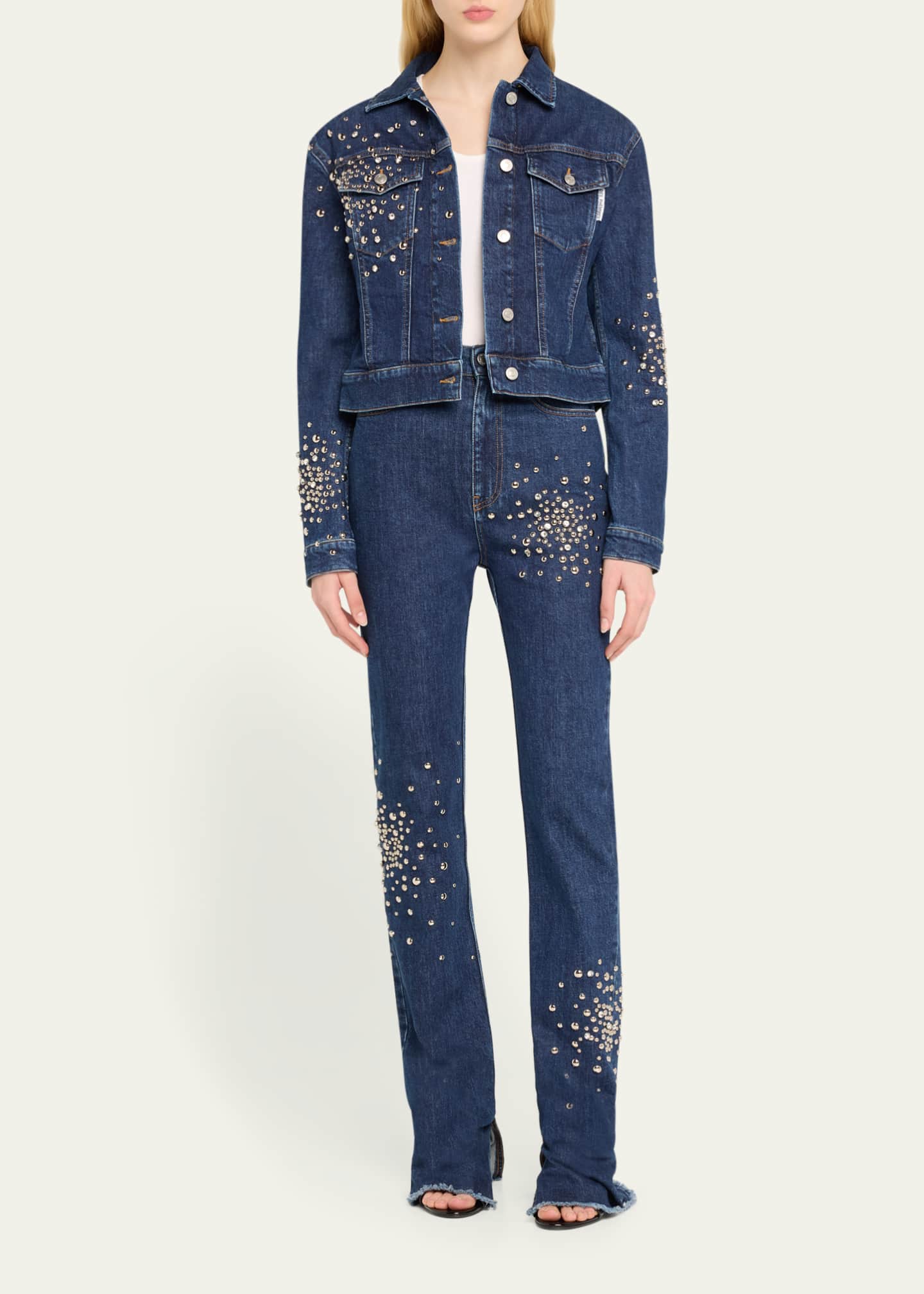 Des Phemmes Embellished Skinny Side-Slit Jeans Image 2 of 5