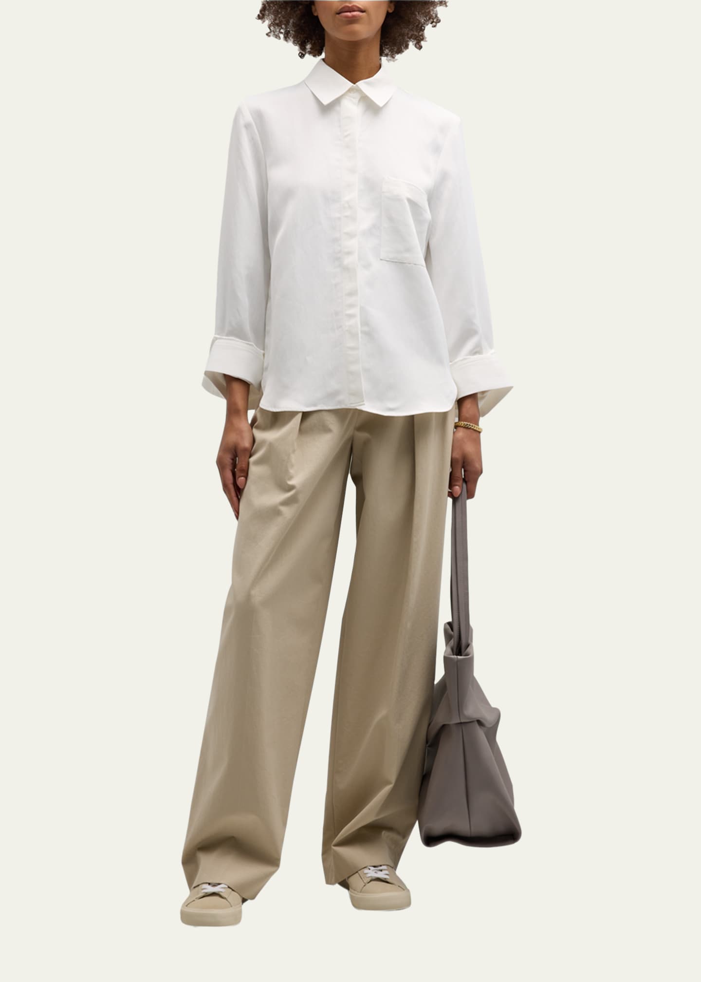 TWP Cotton Button-Front Boyfriend Shirt Image 2 of 5
