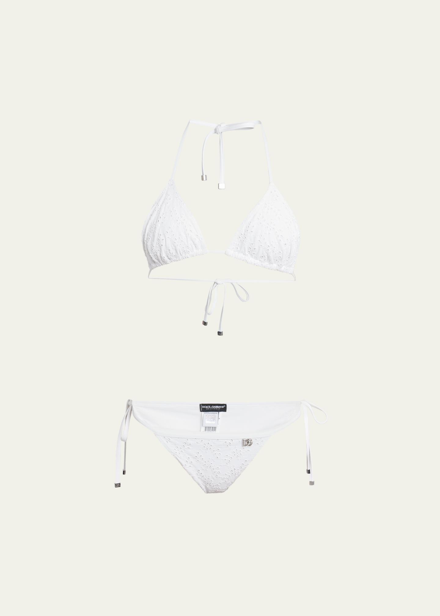 Dolce&Gabbana Capri Eyelet Triangle Two-Piece Swimsuit - Bergdorf Goodman