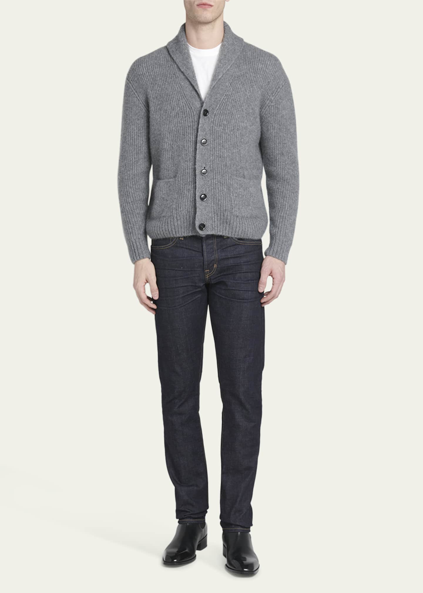 TOM FORD Men's Brushed Cashmere Shawl Cardigan Image 2 of 5