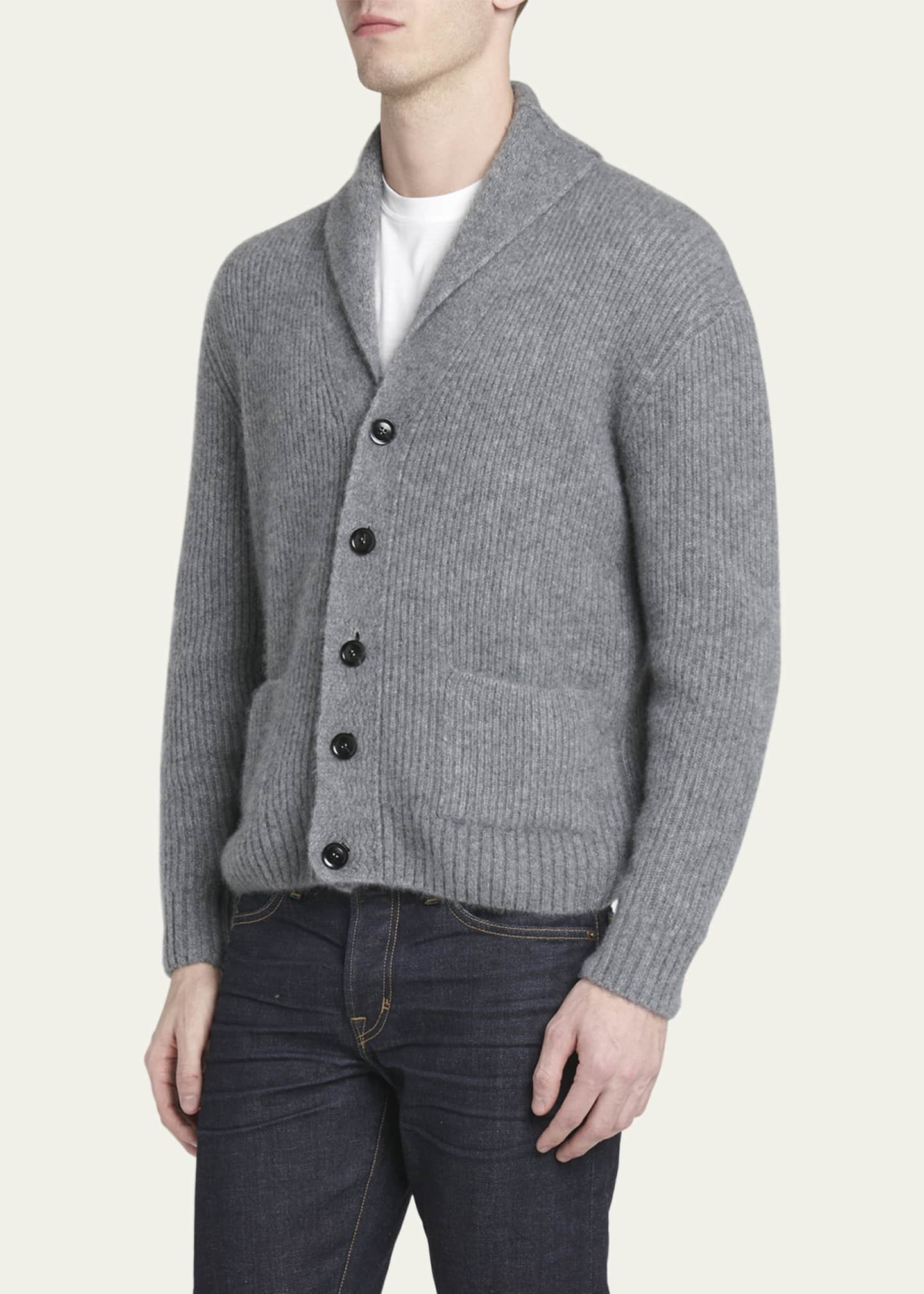 TOM FORD Men's Brushed Cashmere Shawl Cardigan Image 4 of 5