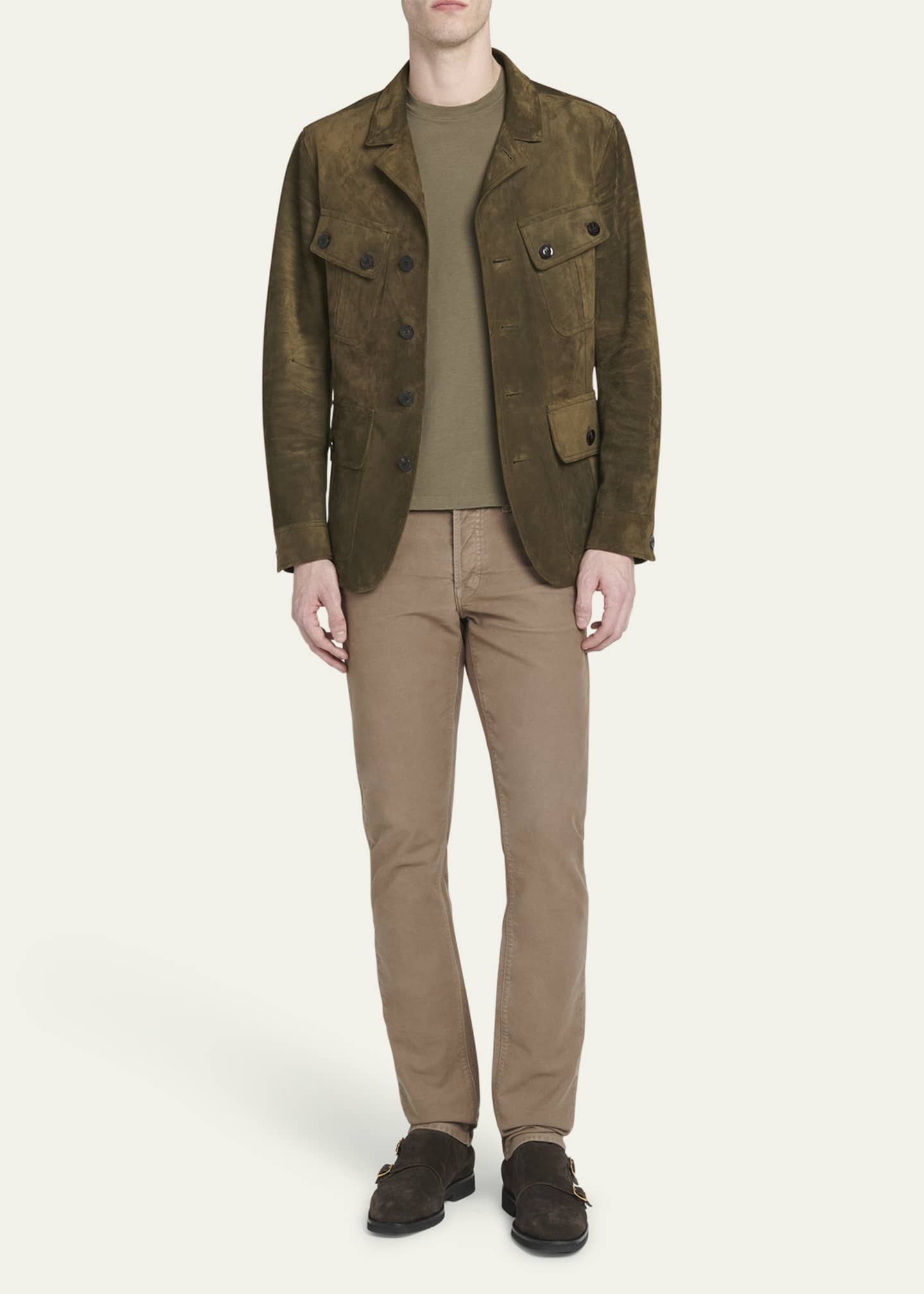 TOM FORD Men's Cashmere-Suede Sartorial Military Jacket Image 2 of 5