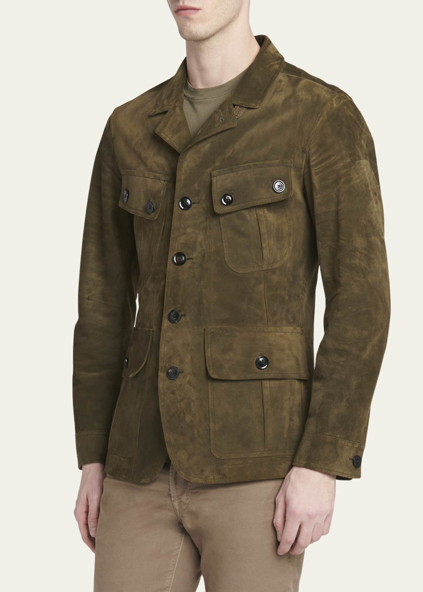 TOM FORD Men's Cashmere-Suede Sartorial Military Jacket Image 4 of 5
