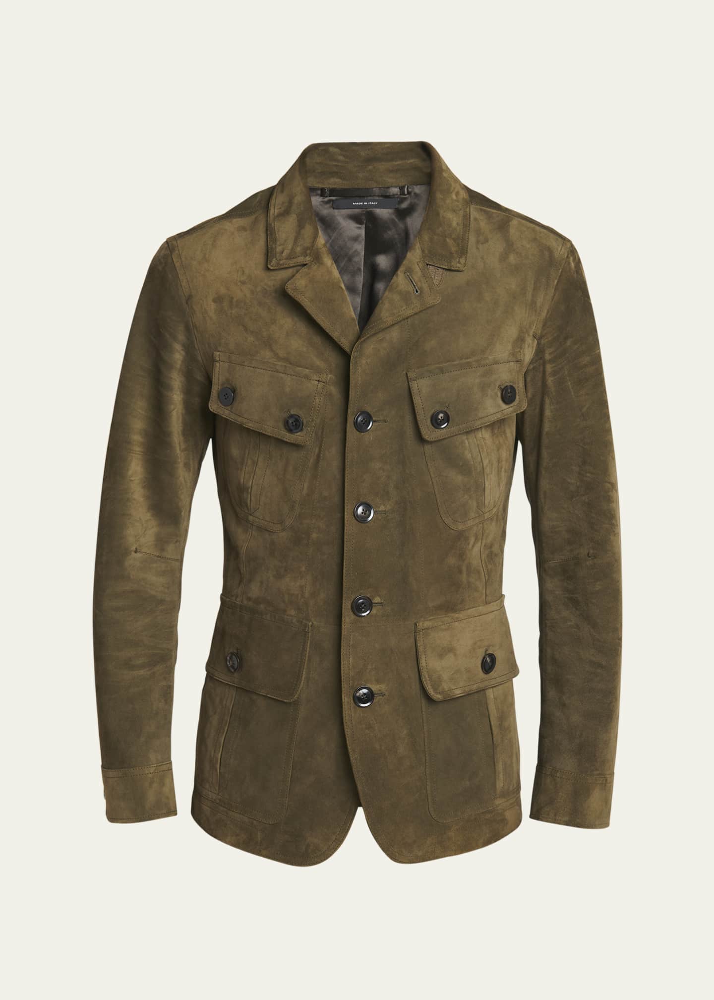 TOM FORD Men's Cashmere-Suede Sartorial Military Jacket Image 1 of 5