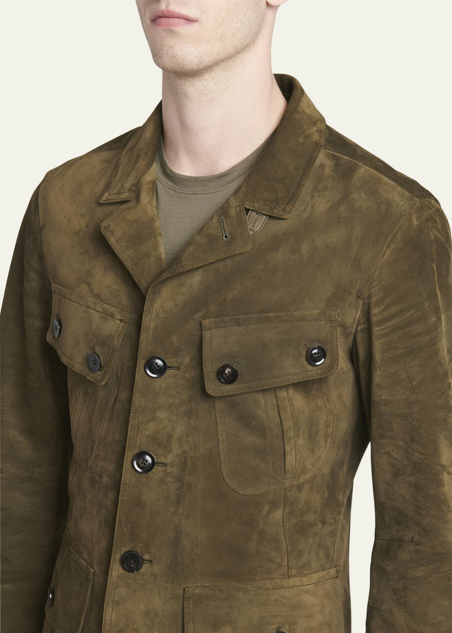 TOM FORD Men's Cashmere-Suede Sartorial Military Jacket Image 5 of 5