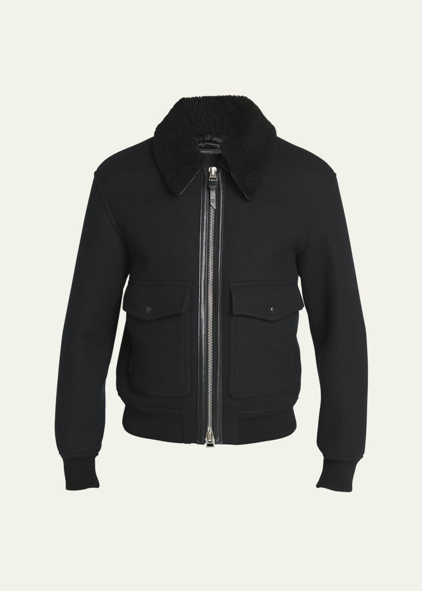 TOM FORD Men's Double-Face Wool Blend Jacket with Removable Shearling Collar Image 1 of 5
